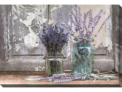 Lavender In a Glass Pot Canvas Wall Art - 38 X 60