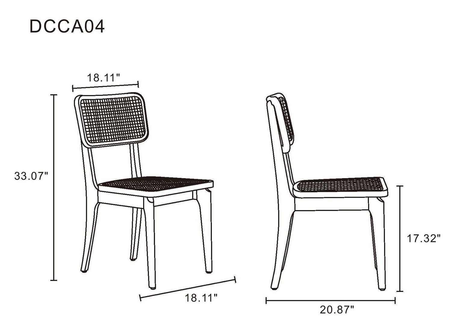 Stensby Dining Chair - Black/Natural Cane - Set of 2