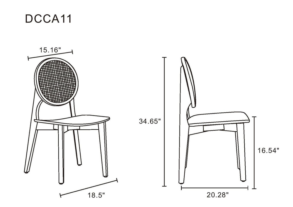 Koldby Round Dining Chair - Black/Natural Cane - Set of 2