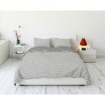 Cotton House 3-Piece King Duvet Cover Set - Pewter Stripes