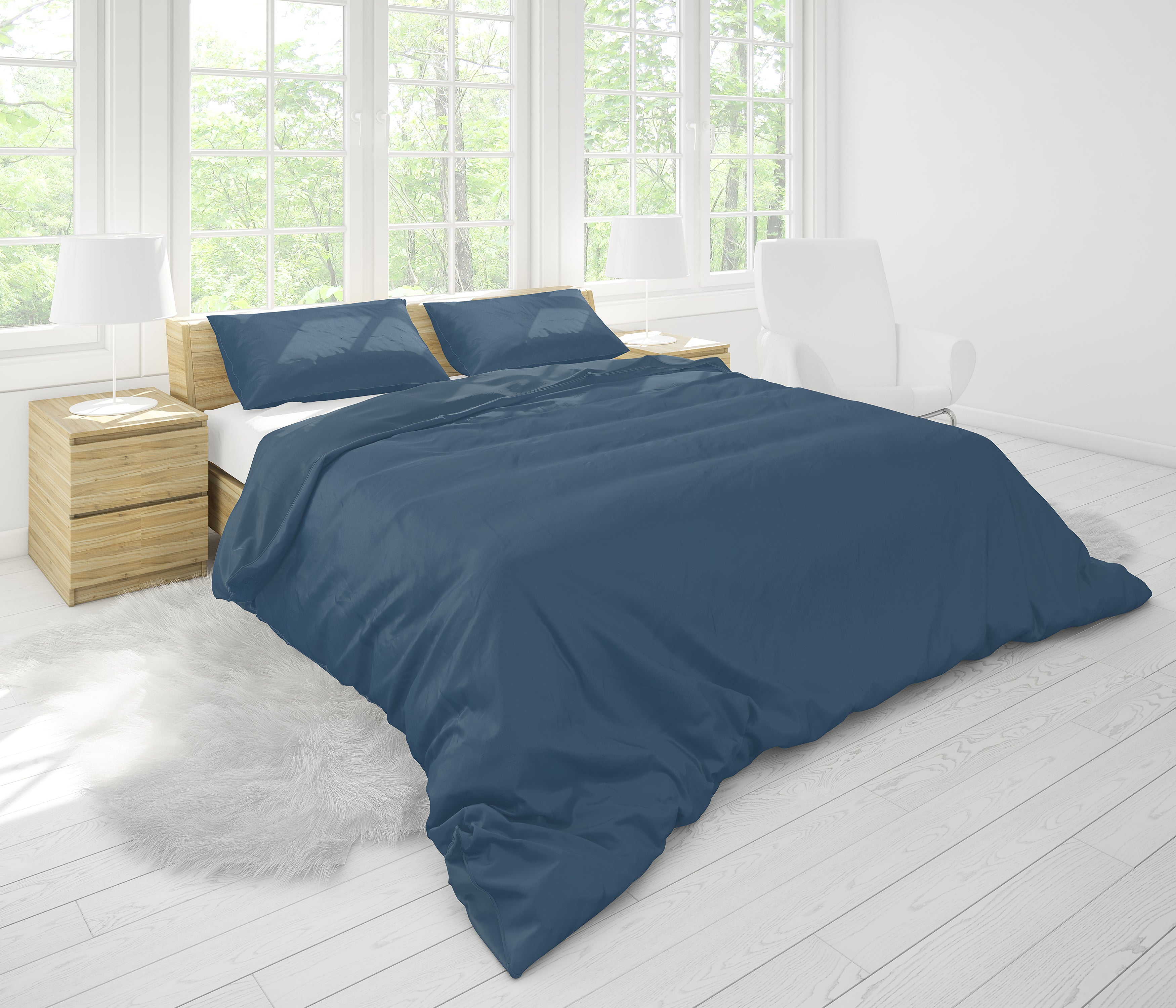 Cotton House 3-Piece Full Duvet Cover Set - Blue