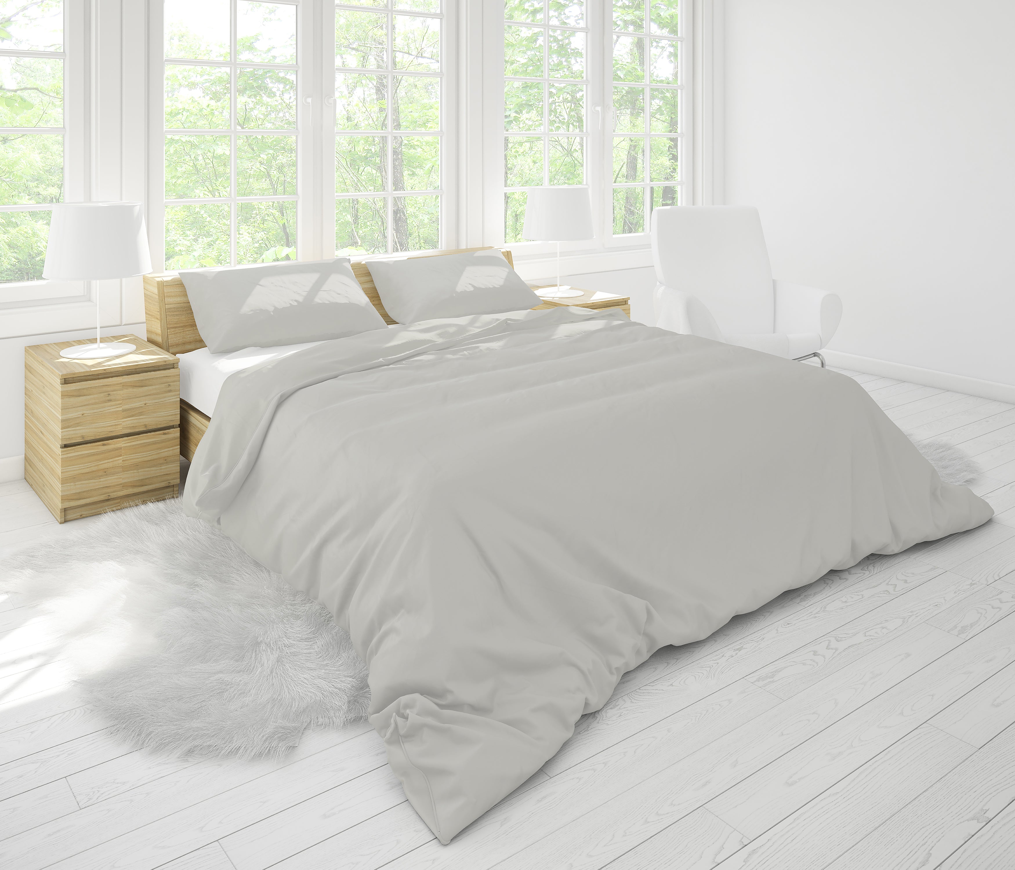 Cotton House 3-Piece Queen Duvet Cover Set - Silver