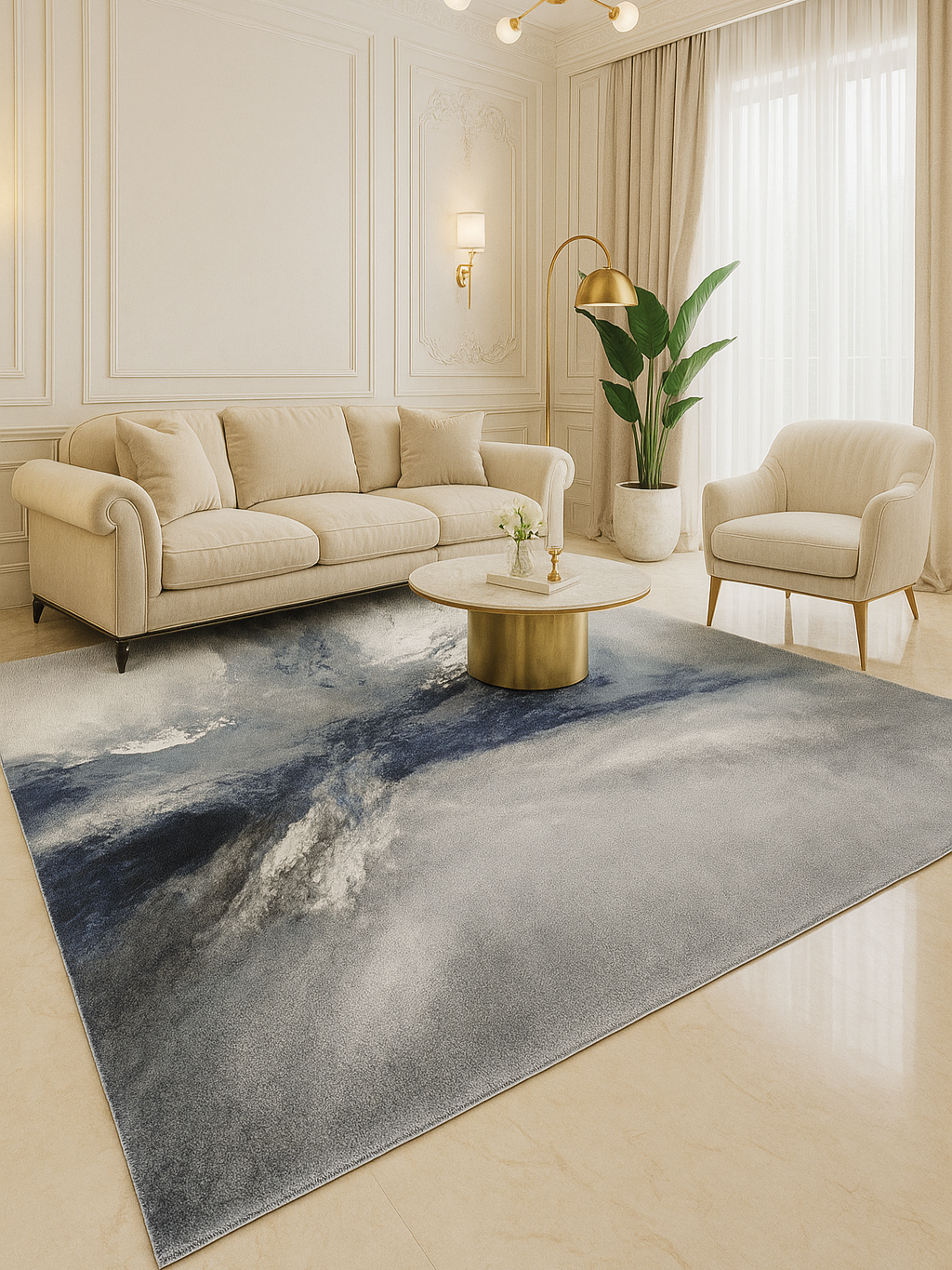 L2 Decor Diamond Area Rug 8' x 11' with Underpad - Blue