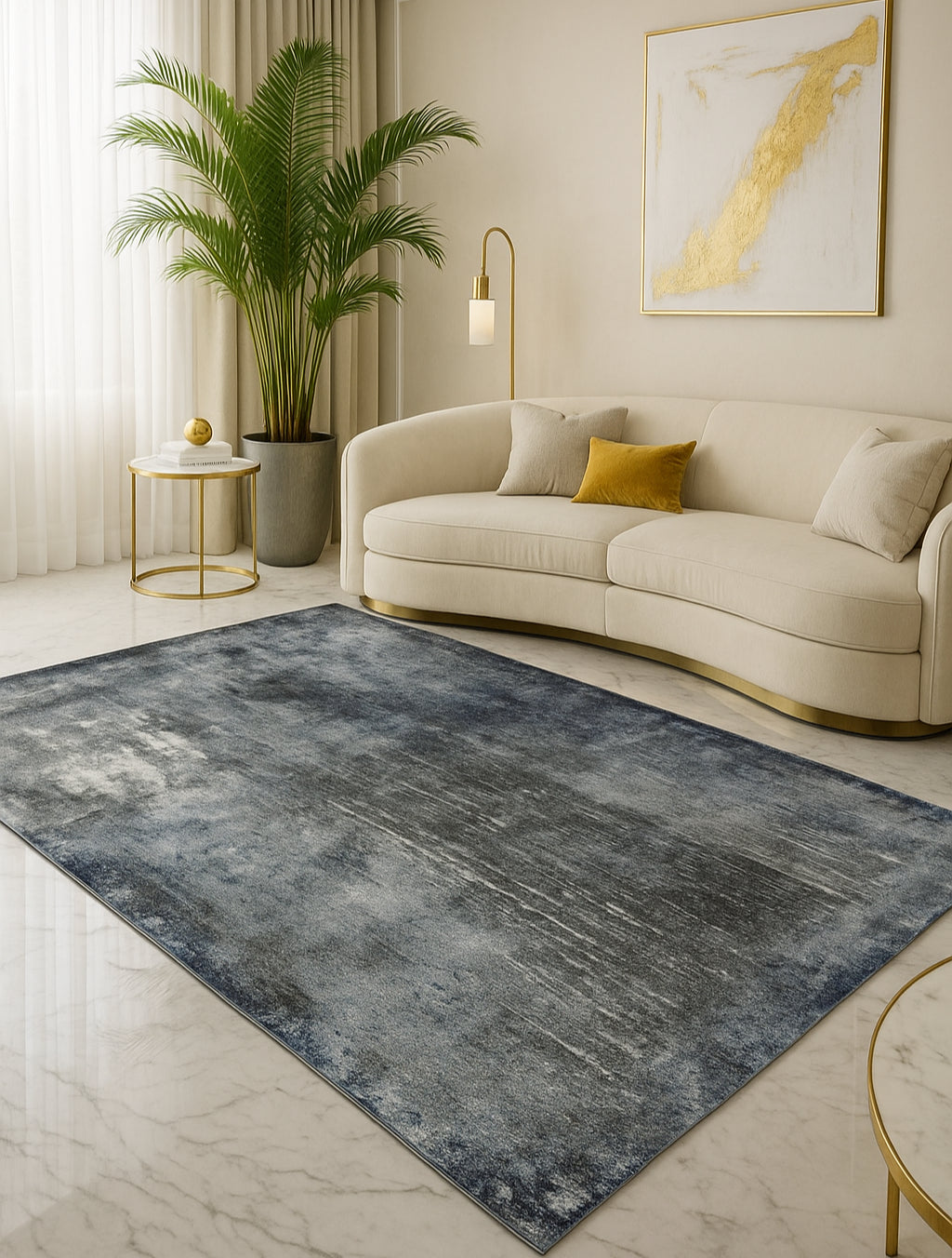 L2 Decor Diamond Area Rug 8' x 11' with Underpad - Blue, Grey
