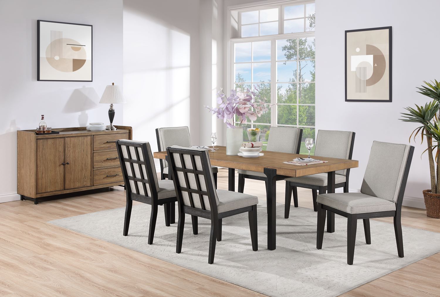 Freye 7-Piece Dining Set - Black, Brown