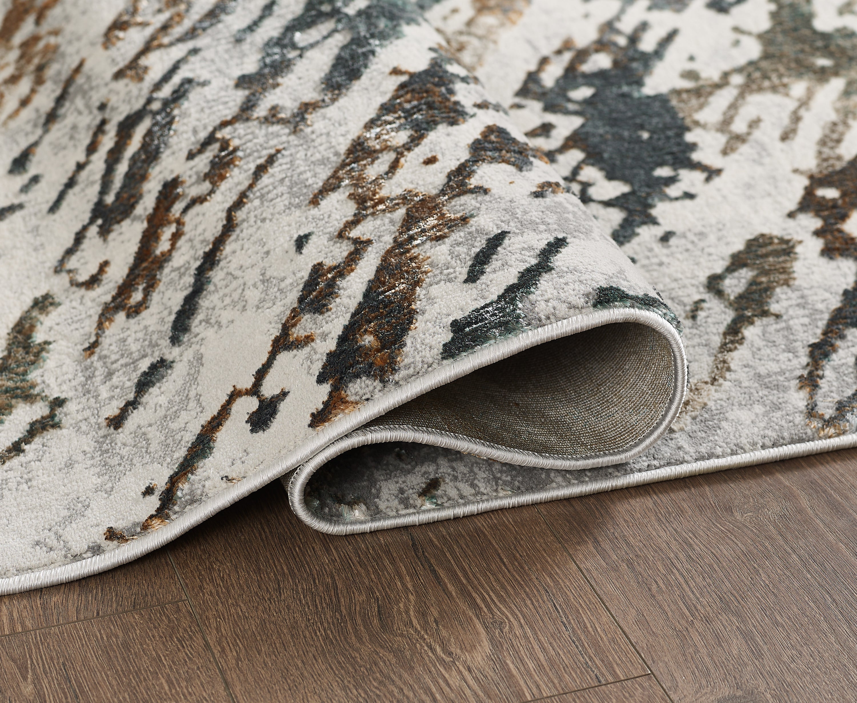 L2 Decor Emojy Area Rug 8' x 11' with Underpad - Cream, Blue