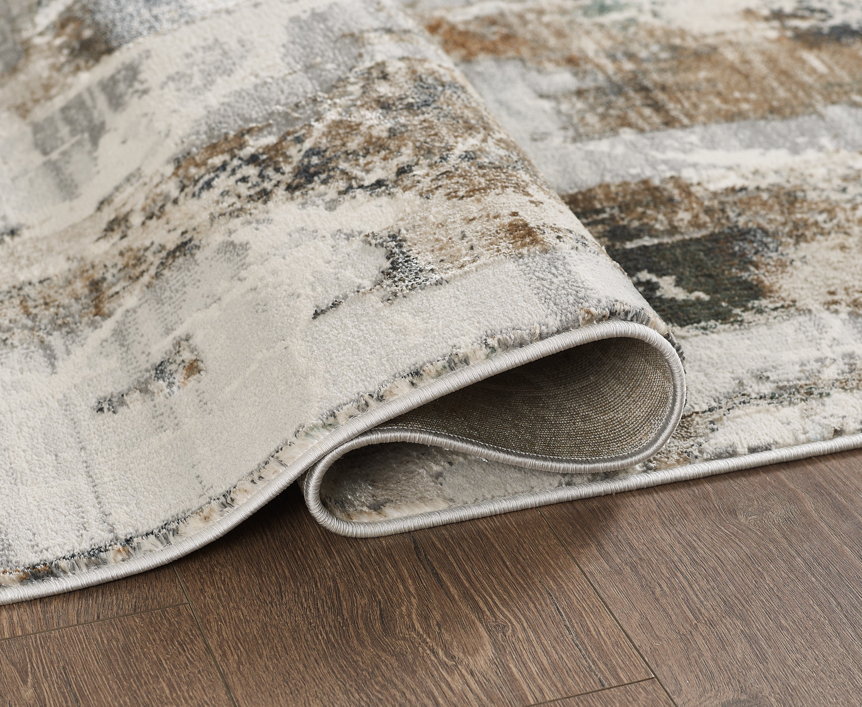 L2 Decor Emojy Area Rug 5' x 8' with Underpad - Grey, Cream