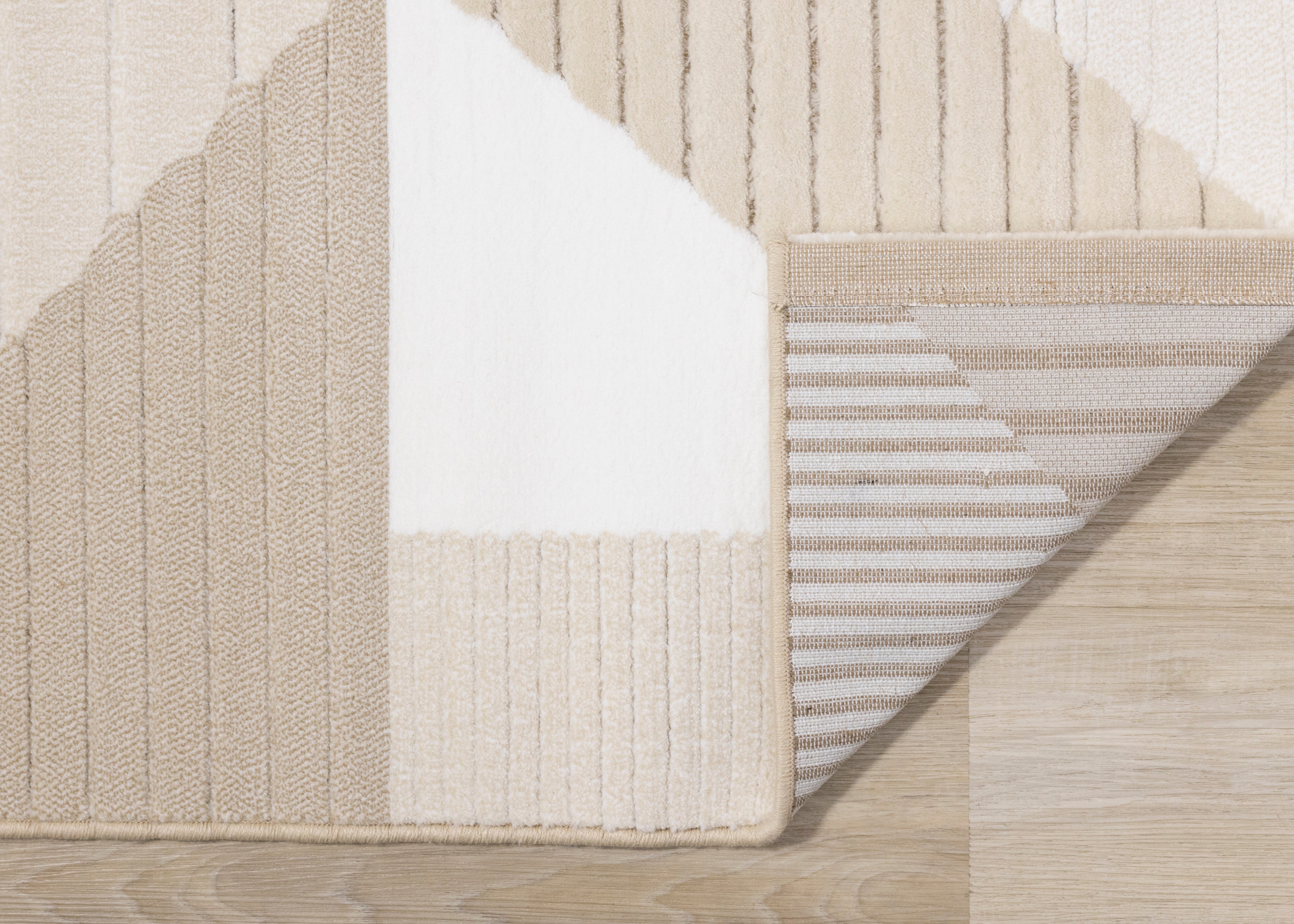 Sandstone Plains 6'7" x 9'6" Elegant Contemporary Geometric Pattern Area Rug - Cream