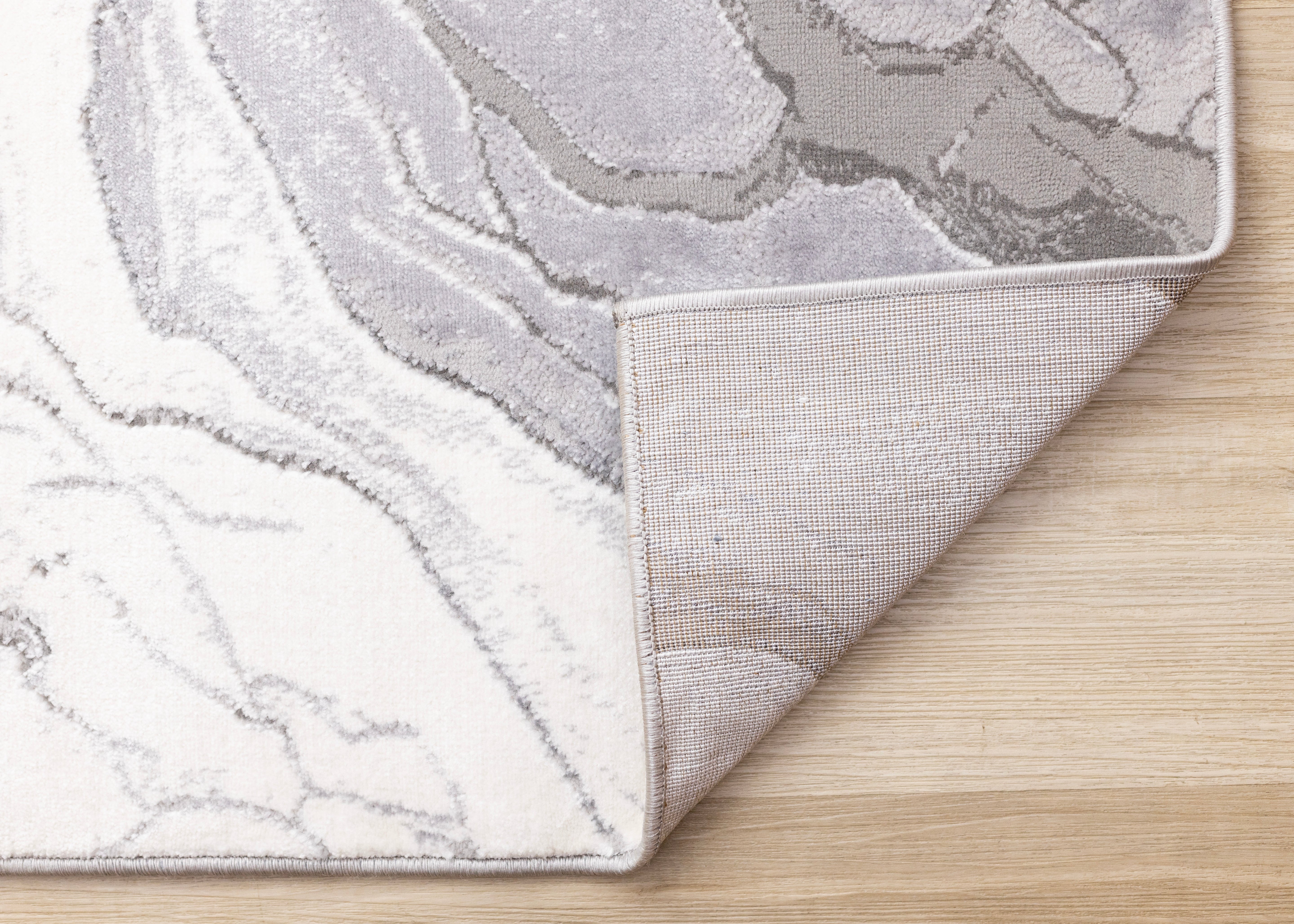 Frosted Cloud 6'7" x 9'6" Marble Design Area Rug - Grey, White