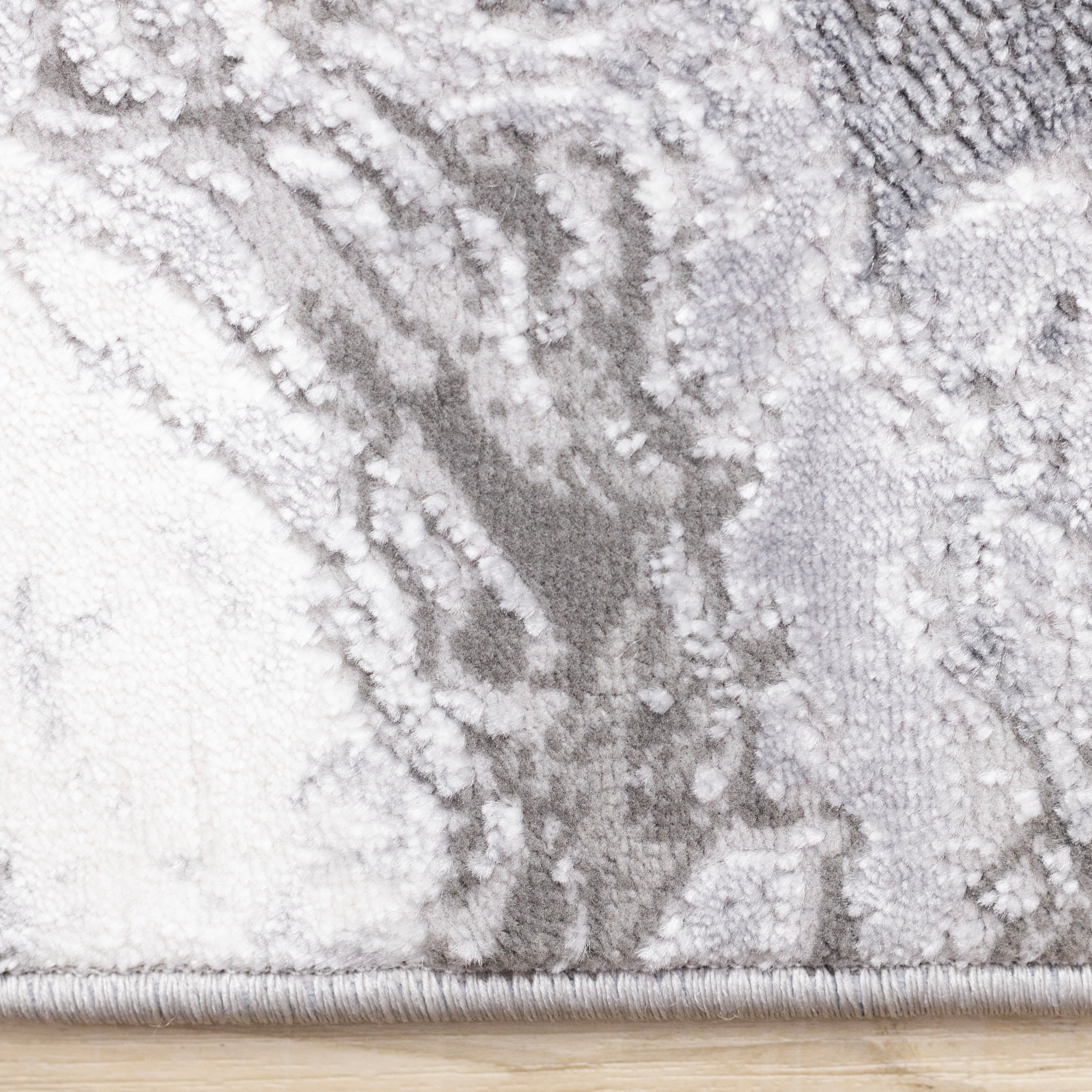 Frosted Cloud 6'7" x 9'6" Marble Design Area Rug - Grey, White