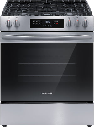 Frigidaire Cuisinière au gaz 5,1pi cu avec commandes à l’avant 30 po acier inoxydable FCFG3062AS