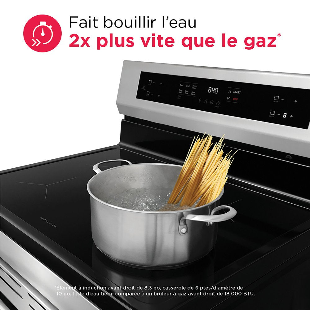Frigidaire Cuisinière à induction 5,3 pi³ avec commande à l'arrière acier inoxydable 30 po FCRI306CAS--