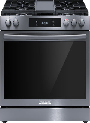 Frigidaire Gallery Cuisinière au gaz 6,1pi cu commandes à l’avant avec convection totale 30 po acier inoxydable noir GCFG3060BD