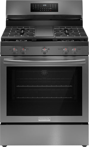 Frigidaire Gallery Cuisinière au gaz 5,1 pi³ avec commande à l’arrière 30 po acier inoxydable noir Smudge-Proof® GCRG3060BD