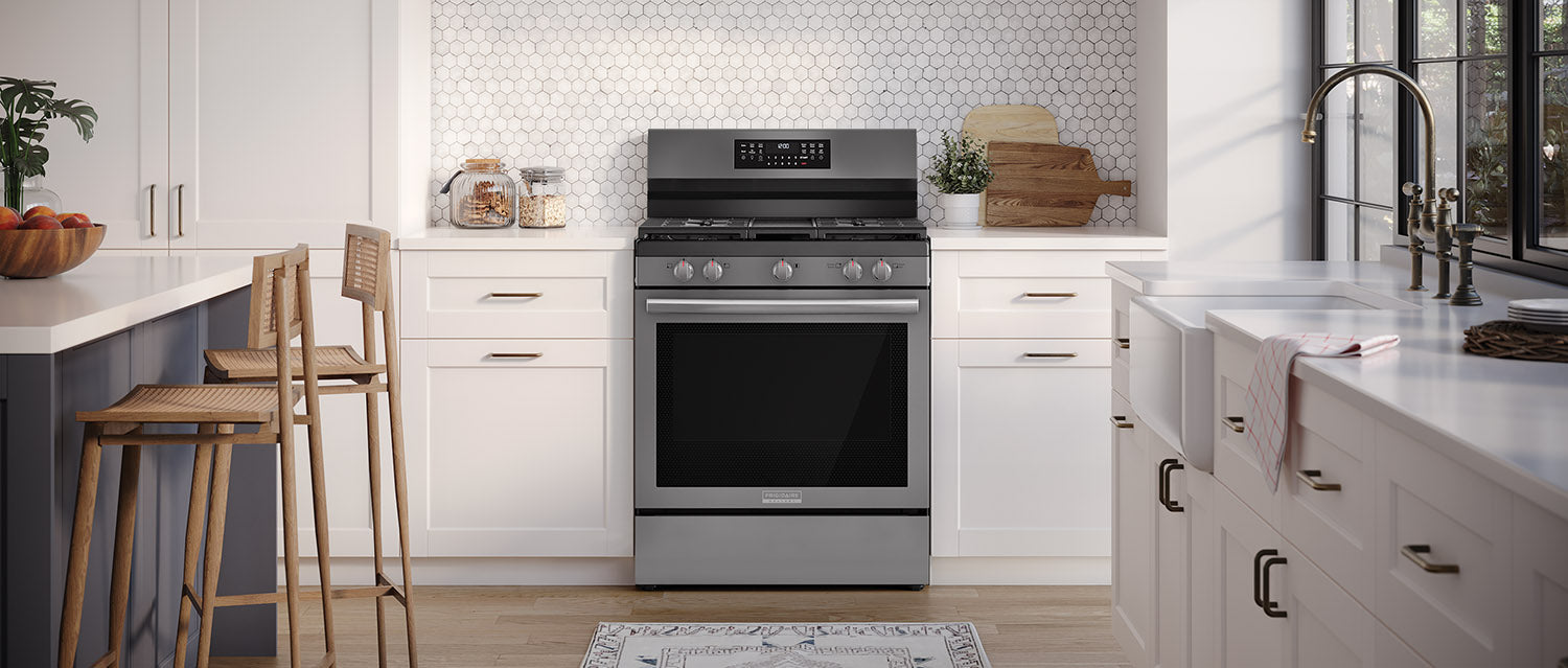 Frigidaire Gallery Smudge-Proof® Black Stainless Steel 30" Rear Control Gas Range (5.1 Cu. Ft) - GCRG3060BD