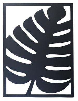 Garden Party Tableau d’extérieur feuille de monstera métallique – noir