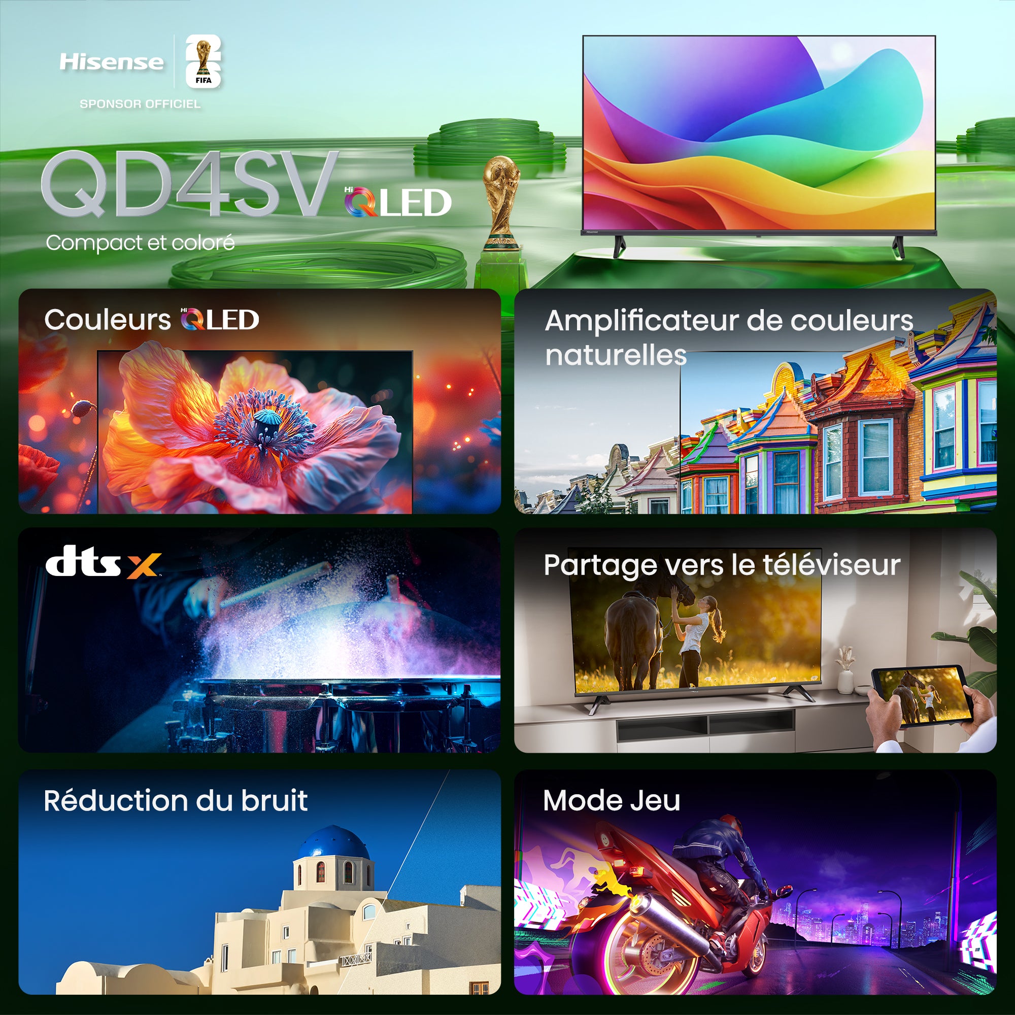 Hisense Téléviseur intelligent 32 po QLED VIDAA HD – 32QD4SV--