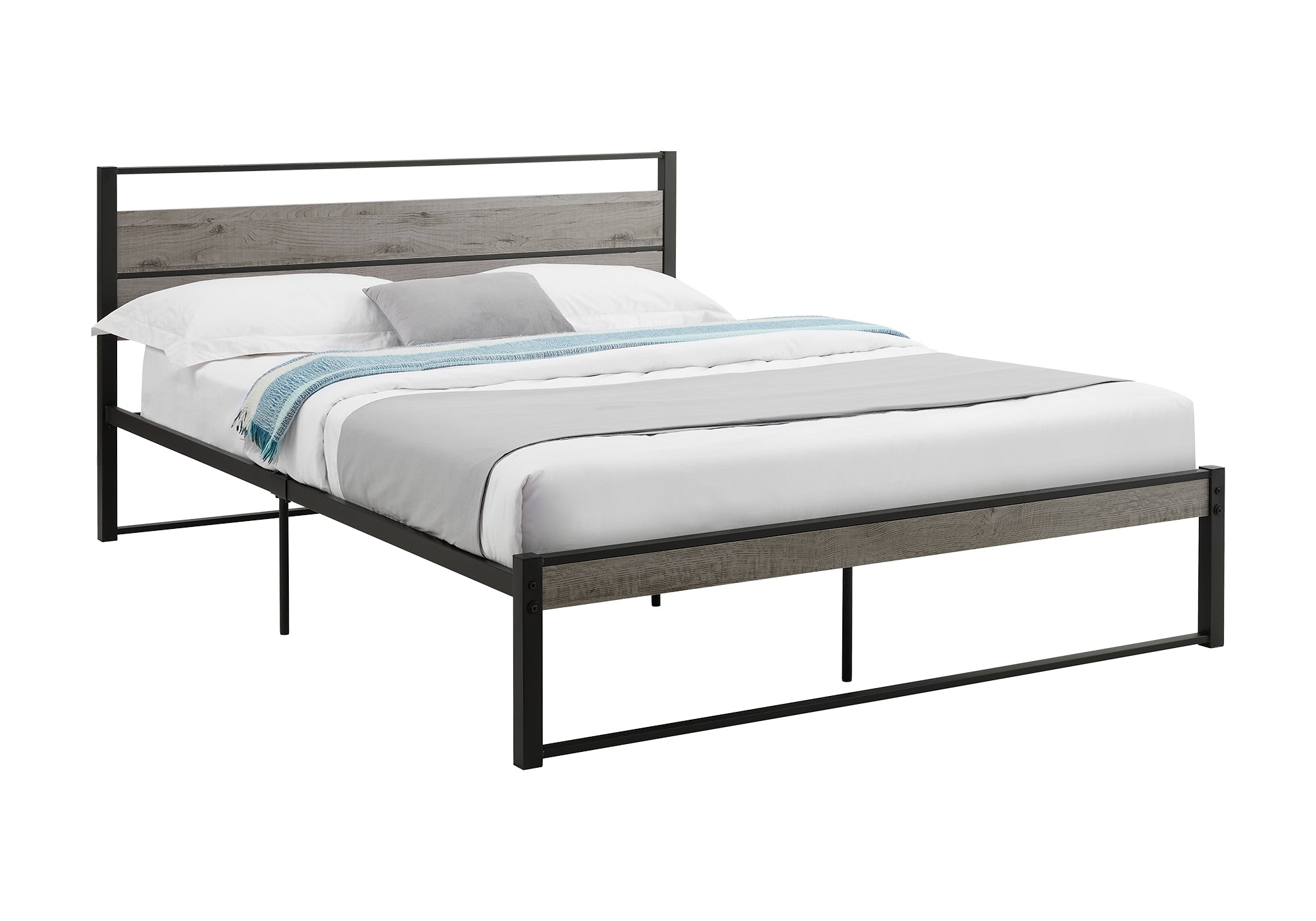 Zyro Queen Bed - Grey/Black