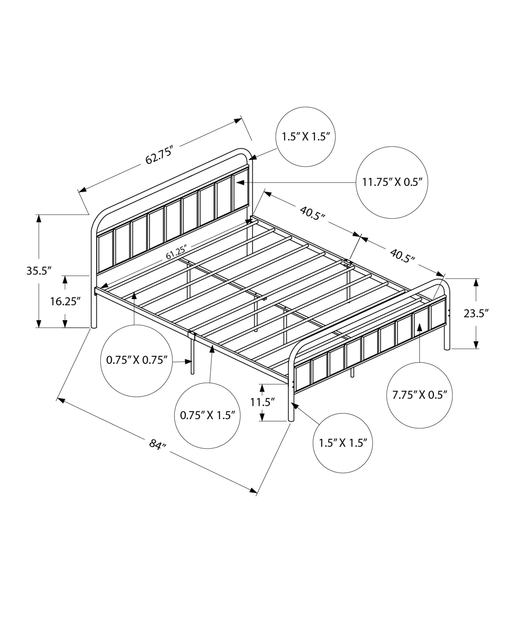 Zyro Queen Bed - Dark Taupe/Black