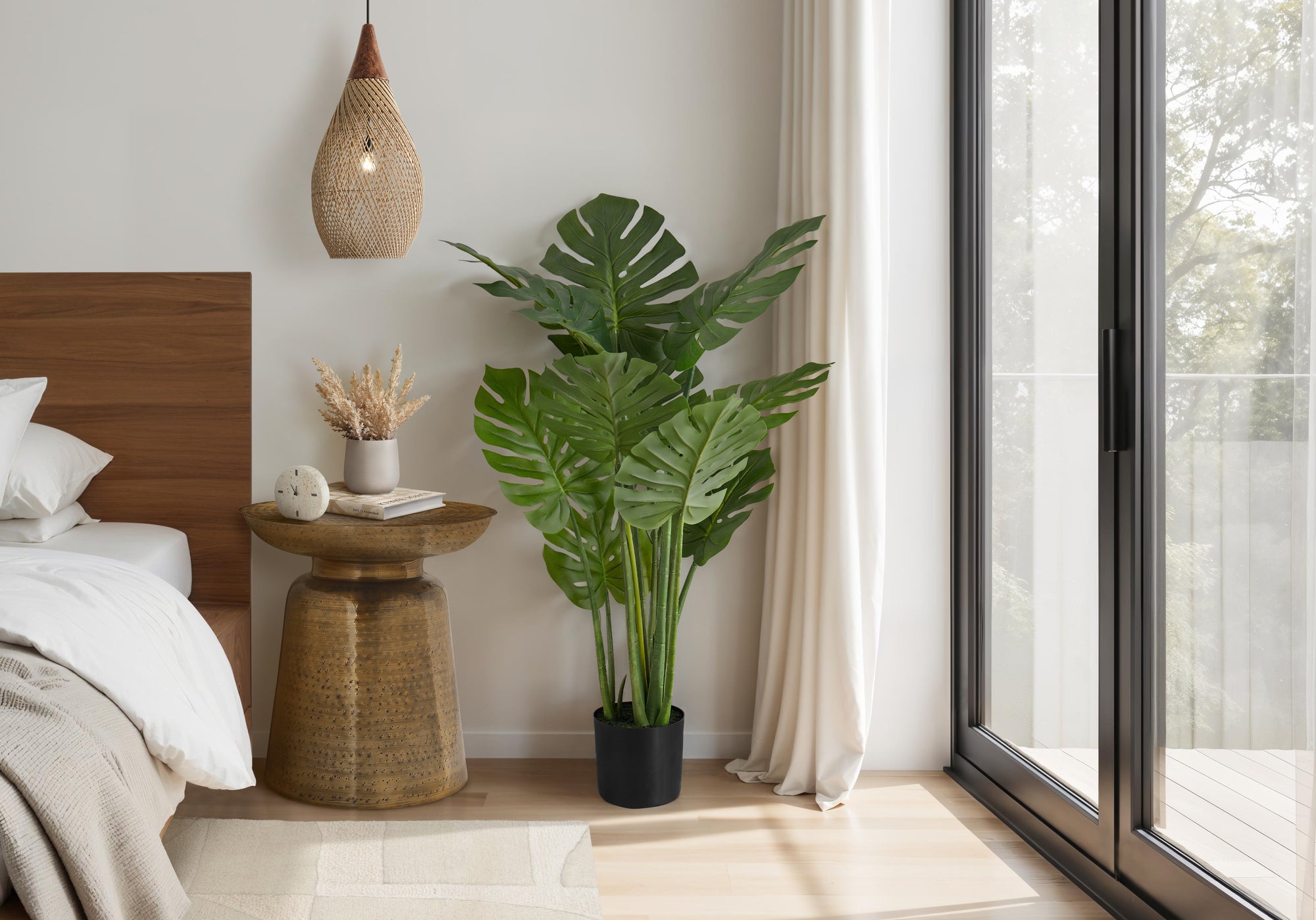 45" Monstera Plant With 6" Black Pot - Green