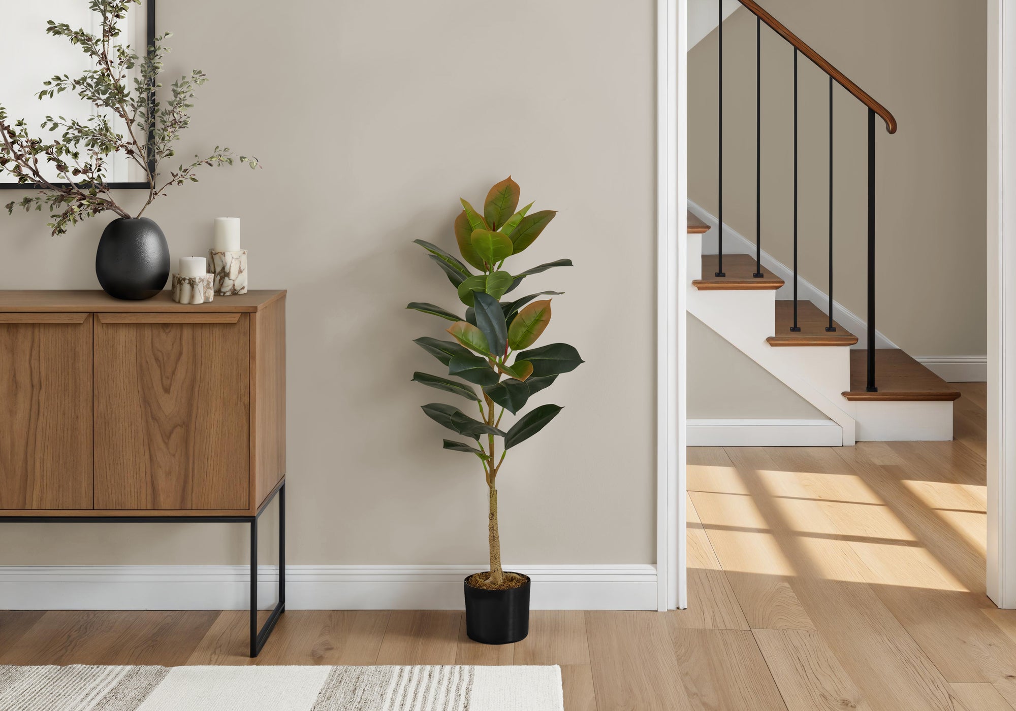 40" Rubber Tree With 5" Black Pot - Green