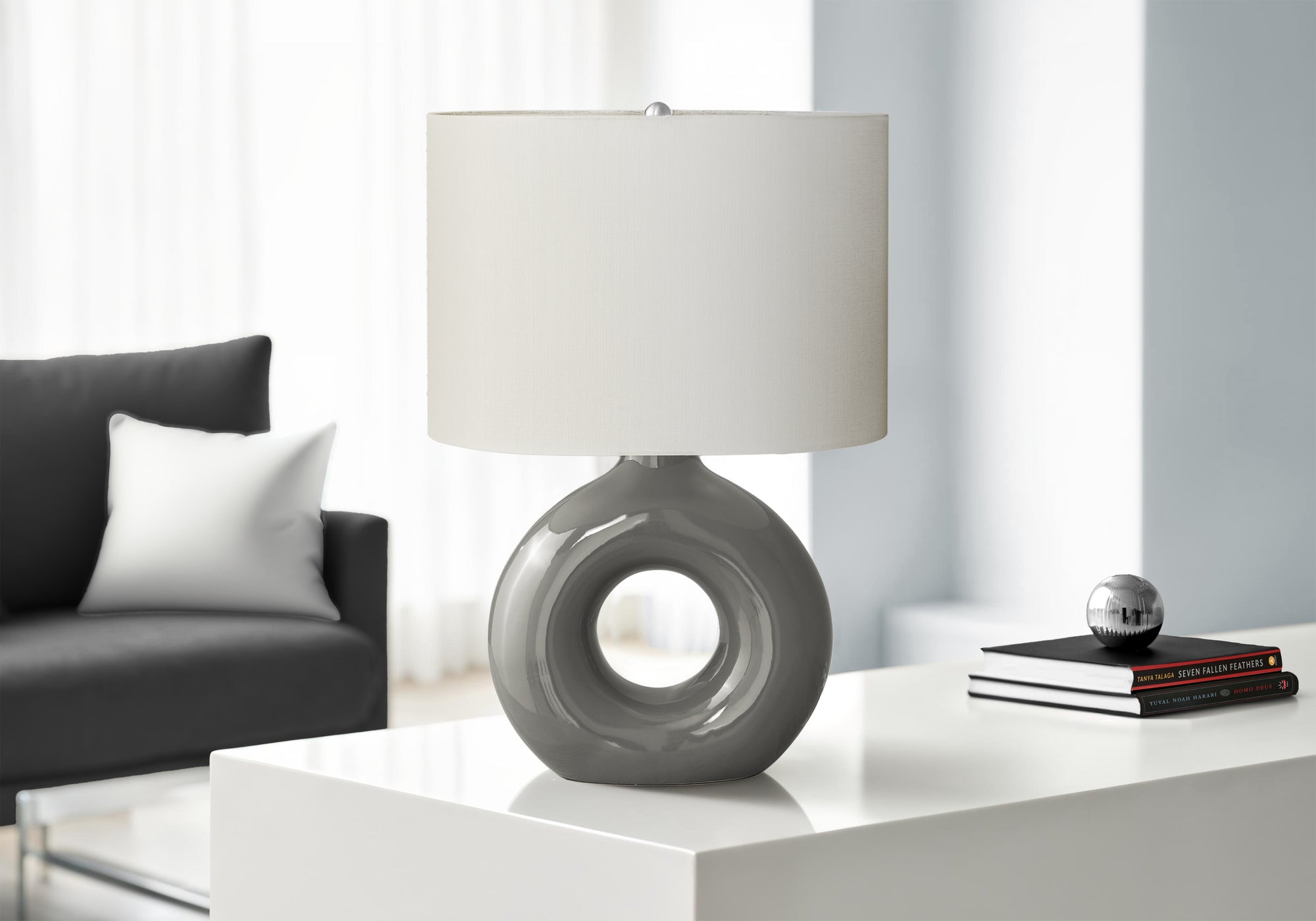 Birch Table Lamp - Grey