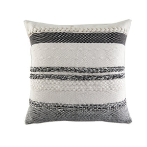 En pleine floraison Coussin décoratif 18po x 18po rayures texturées – vert, ivoire