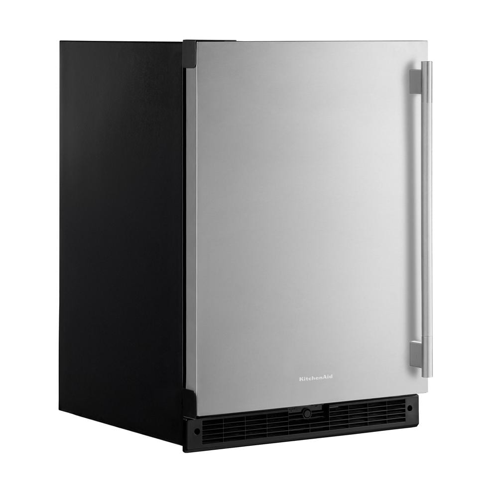 KitchenAid 24" 5.0 Cu. Ft. Black Cabinet/Stainless Doors Undercounter Refrigerator - KURL124SSB