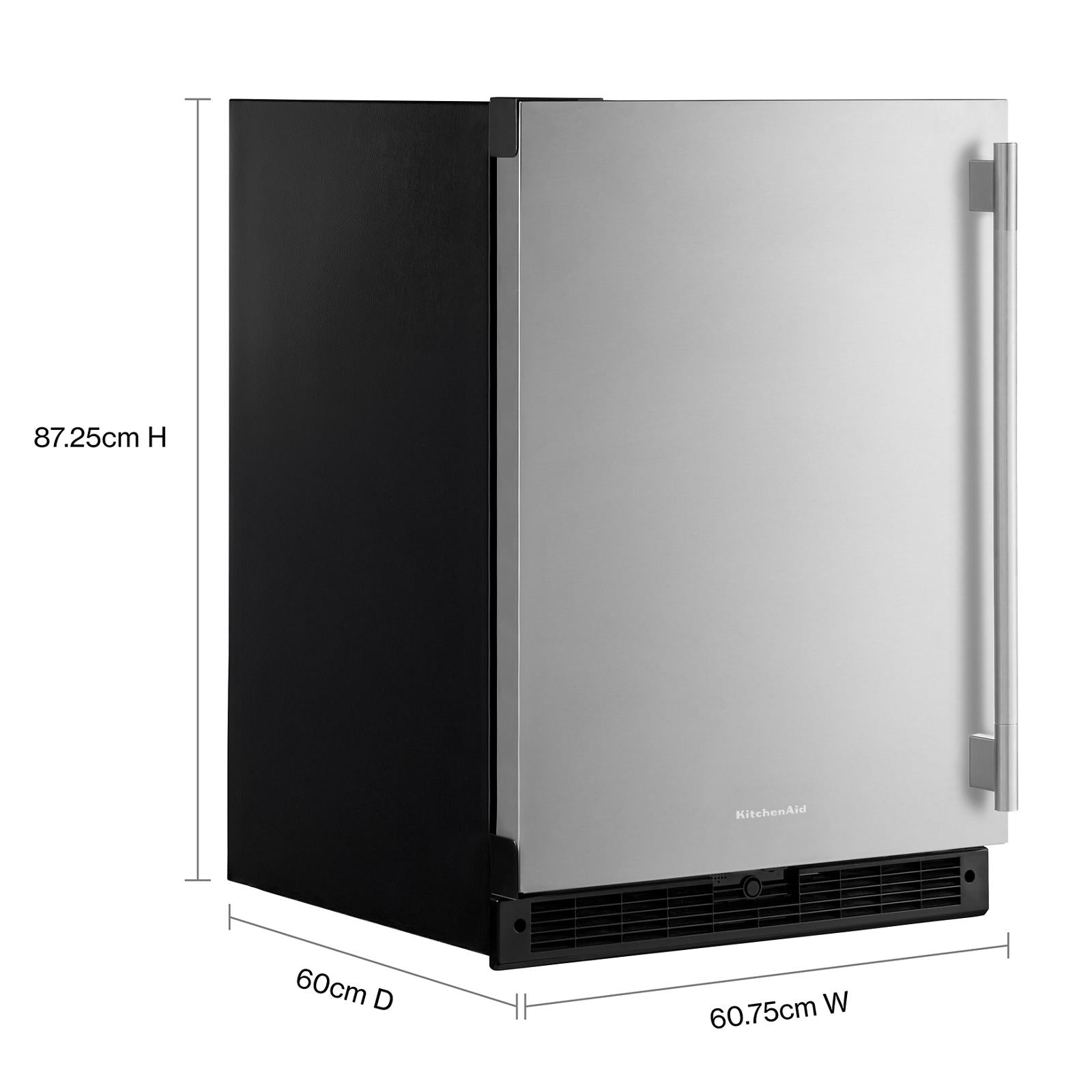 KitchenAid 24" 5.0 Cu. Ft. Black Cabinet/Stainless Doors Undercounter Refrigerator - KURL124SSB