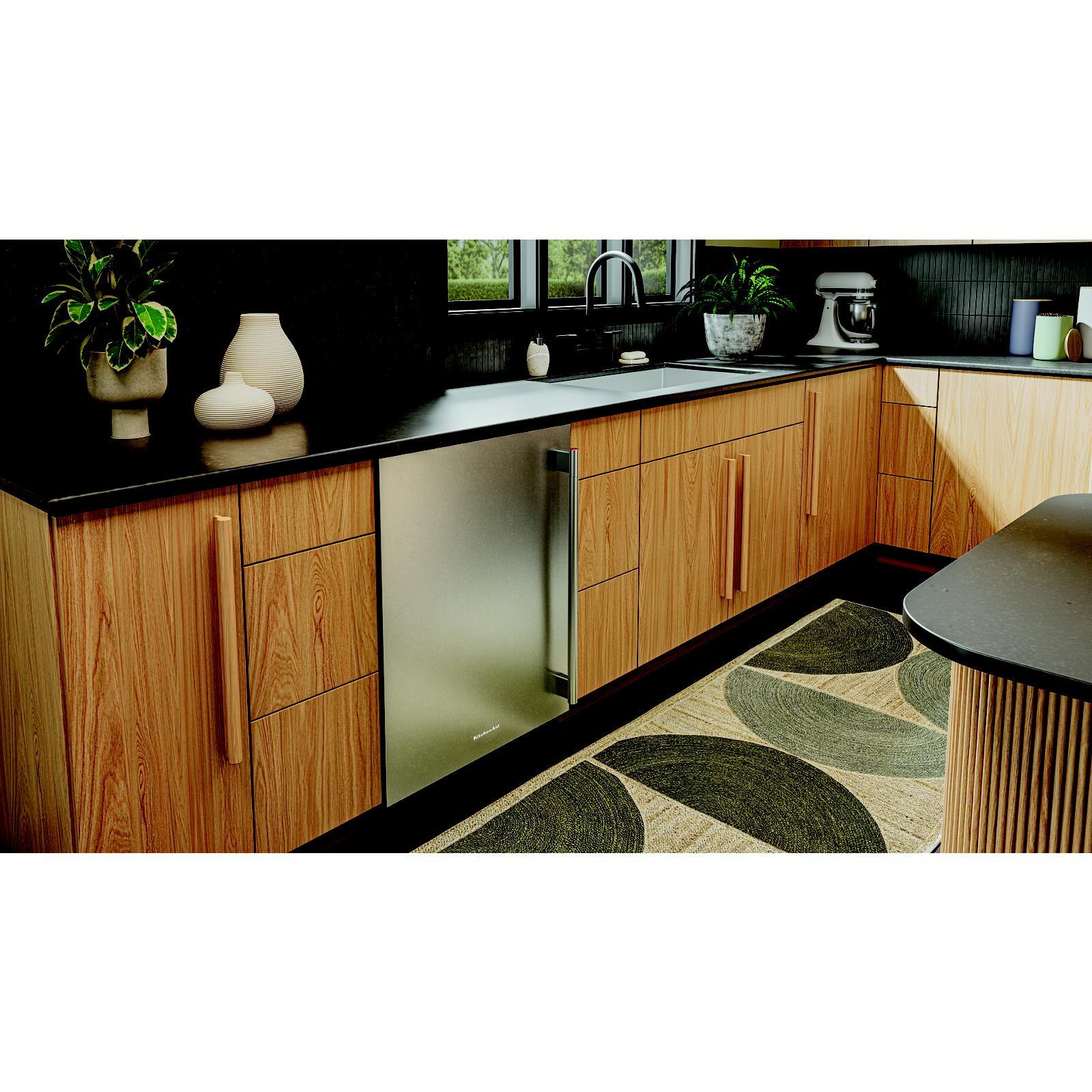 KitchenAid 24" 5.0 Cu. Ft. Black Cabinet/Stainless Doors Undercounter Refrigerator - KURL124SSB