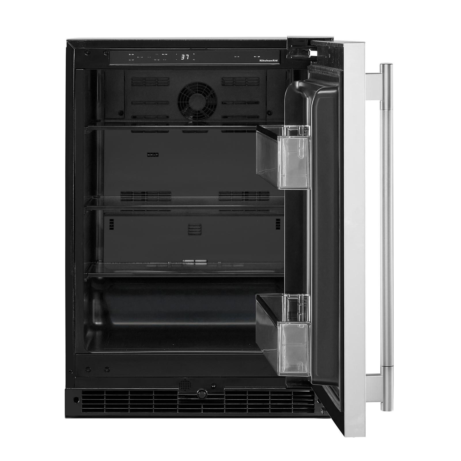 KitchenAid 24" 5.0 Cu. Ft. Black Cabinet/Stainless Doors Undercounter Refrigerator - KURR124SSB