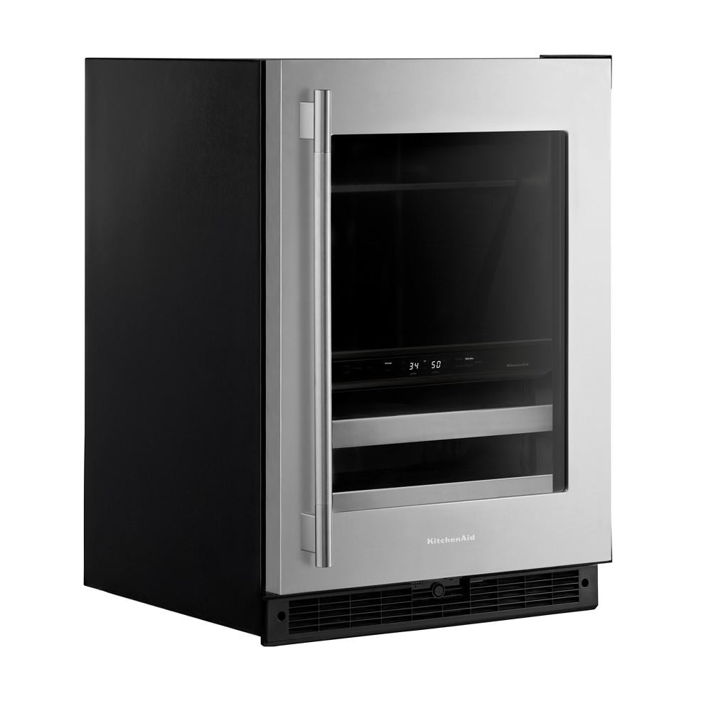 KitchenAid 24" 5.0 Cu. Ft. Black Cabinet with Stainless Steel Doors Undercounter Refrigerator - KUBR524SSB