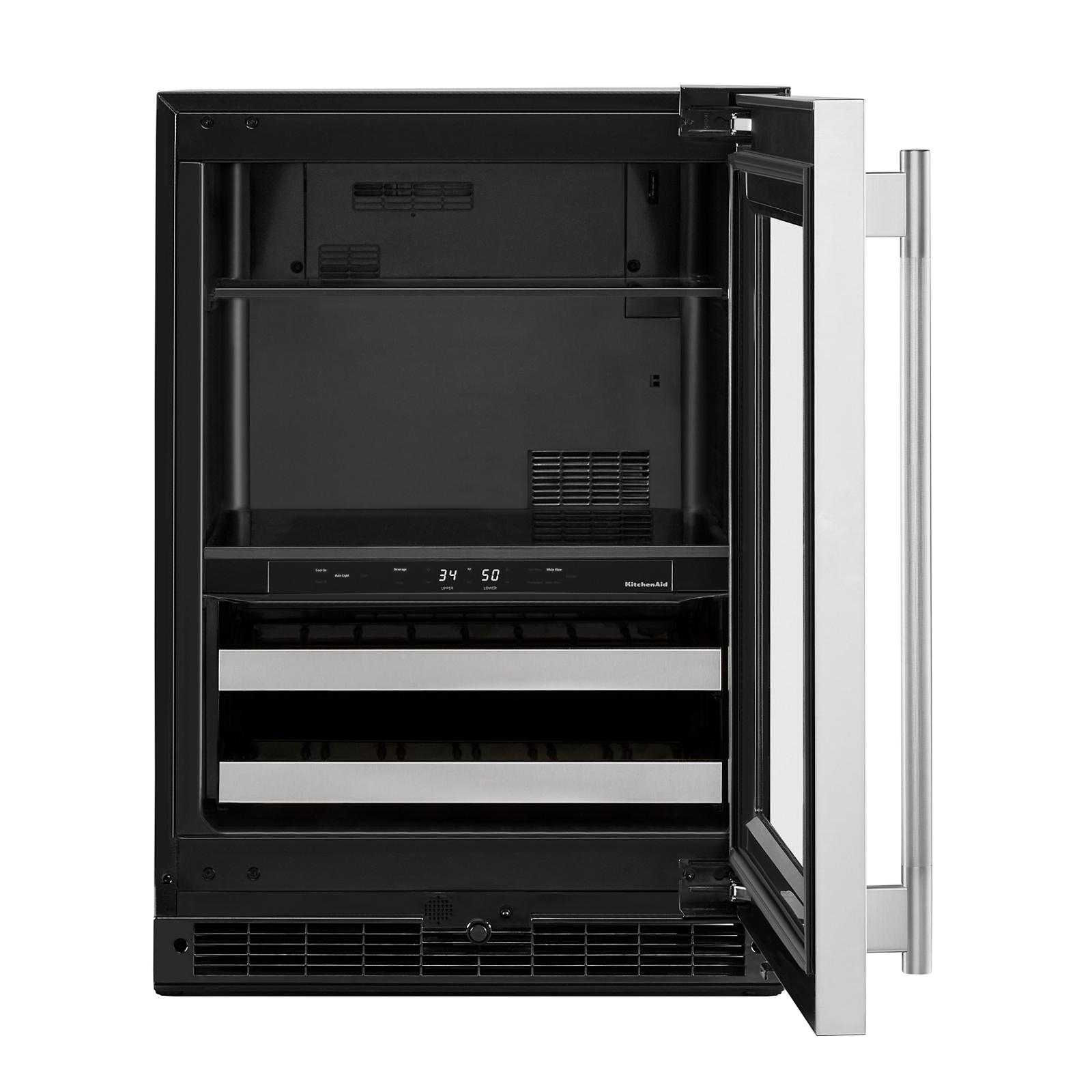 KitchenAid 24" 5.0 Cu. Ft. Black Cabinet with Stainless Steel Doors Undercounter Refrigerator - KUBR524SSB