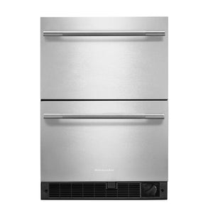 KitchenAid Réfrigérateur 4,3 pi³ à deux tiroirs sous le comptoir acier inoxydable avec caisson noir – KUCT524SSB
