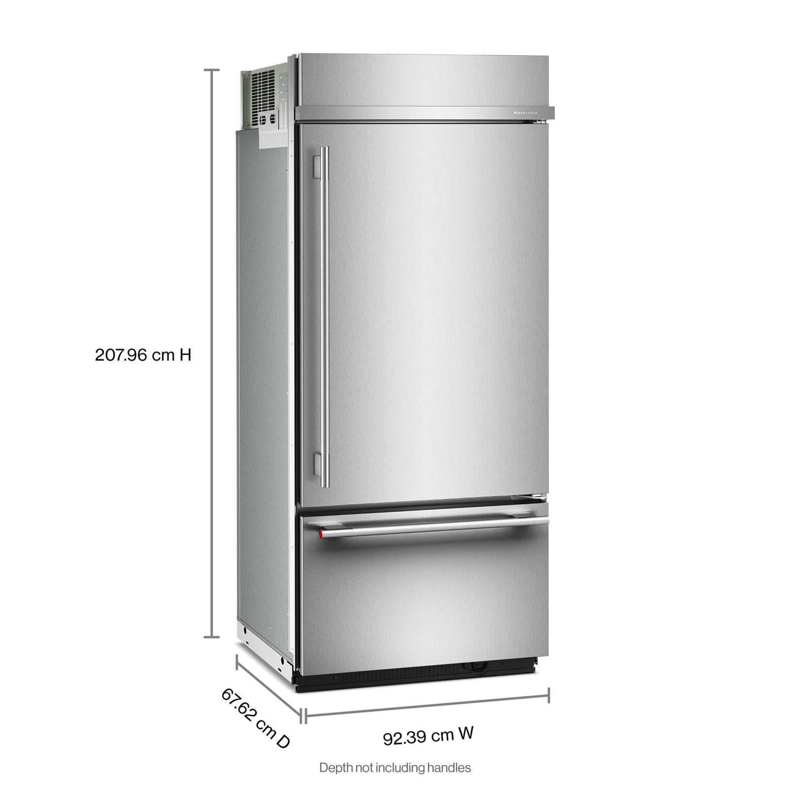 KitchenAid 36" 20.9 Cu. Ft. PrintShield Stainless Steel Built-In Bottom Mount Refrigerator - KBBR336SPS