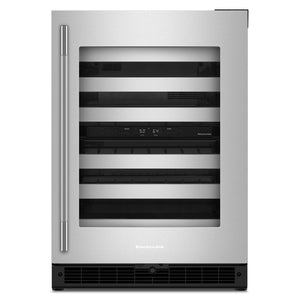 KitchenAid Refroidisseur à vin 5,0 pi³ sous le comptoir acier inoxydable avec caisson noir – KUWR324SSB