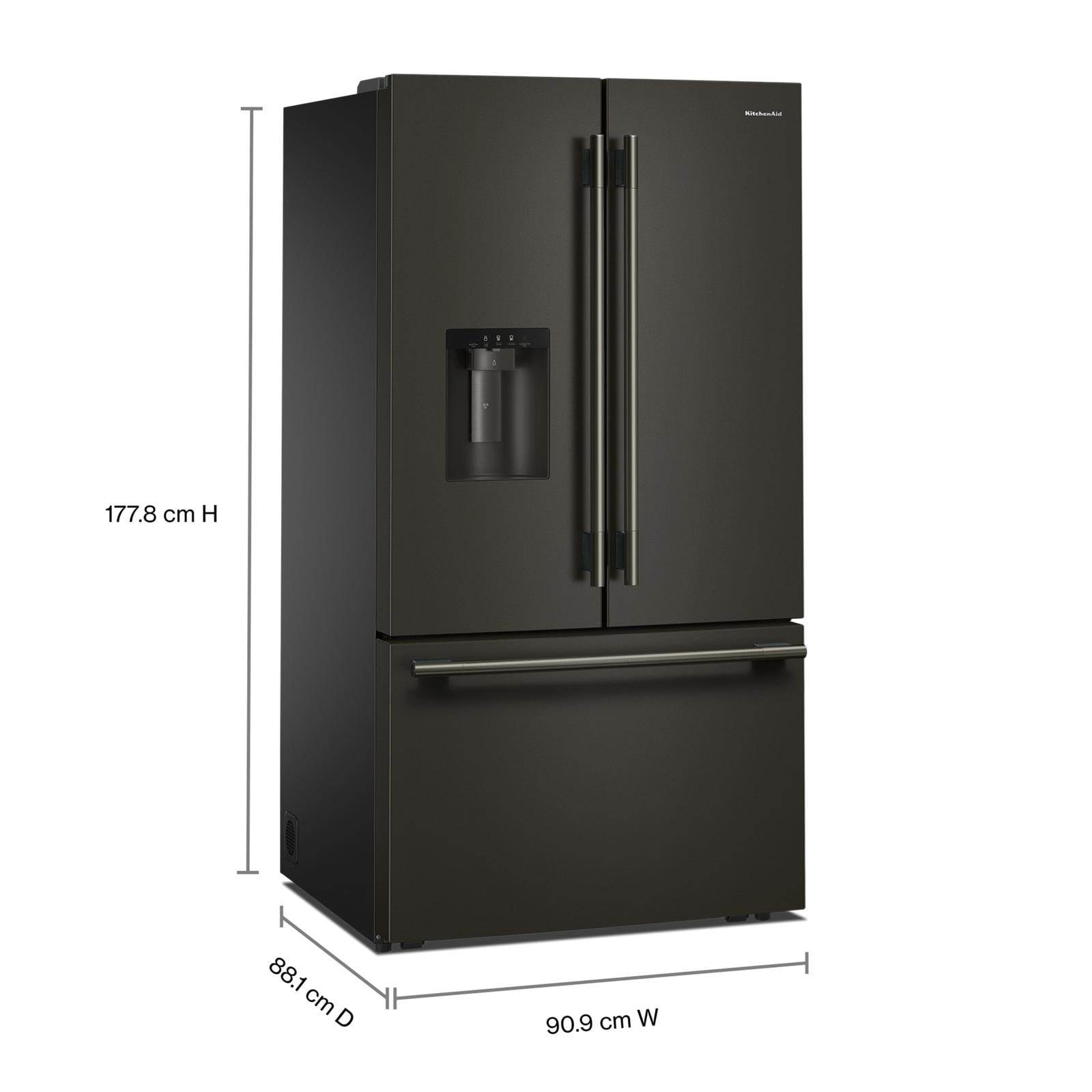 KitchenAid 36" 30 Cu. Ft. Black Ore French Door Refrigerator - KRFF436SBE