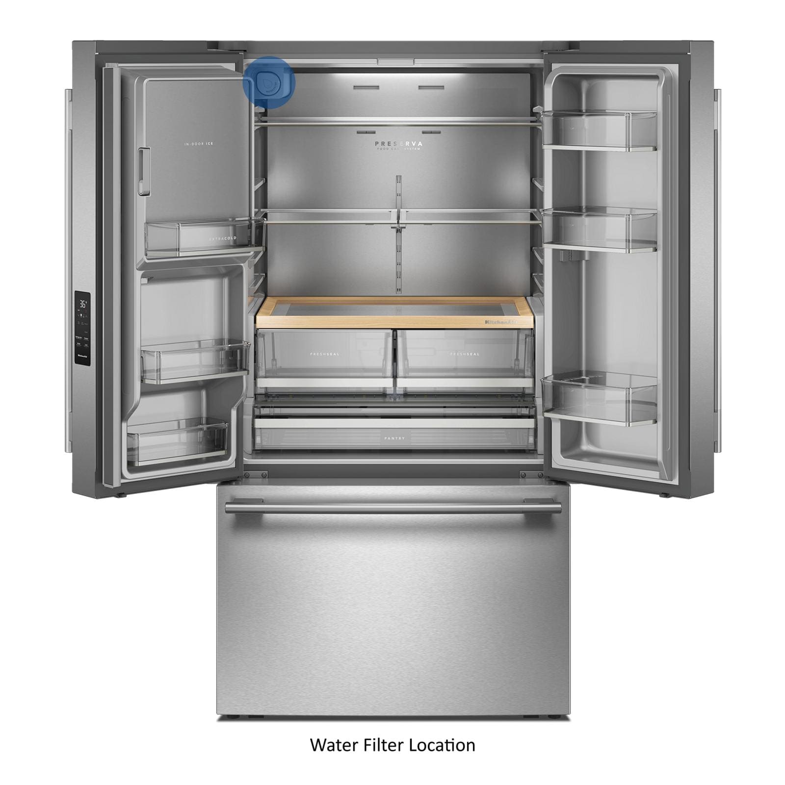 KitchenAid 36" 30 Cu. Ft. PrintShield Stainless Steel French Door Refrigerator - KRFF436SPS