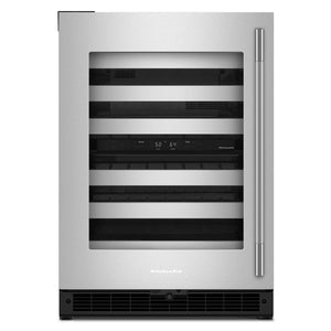 KitchenAid Refroidisseur à vin 5,0 pi³ sous le comptoir acier inoxydable avec caisson noir – KUWL324SSB