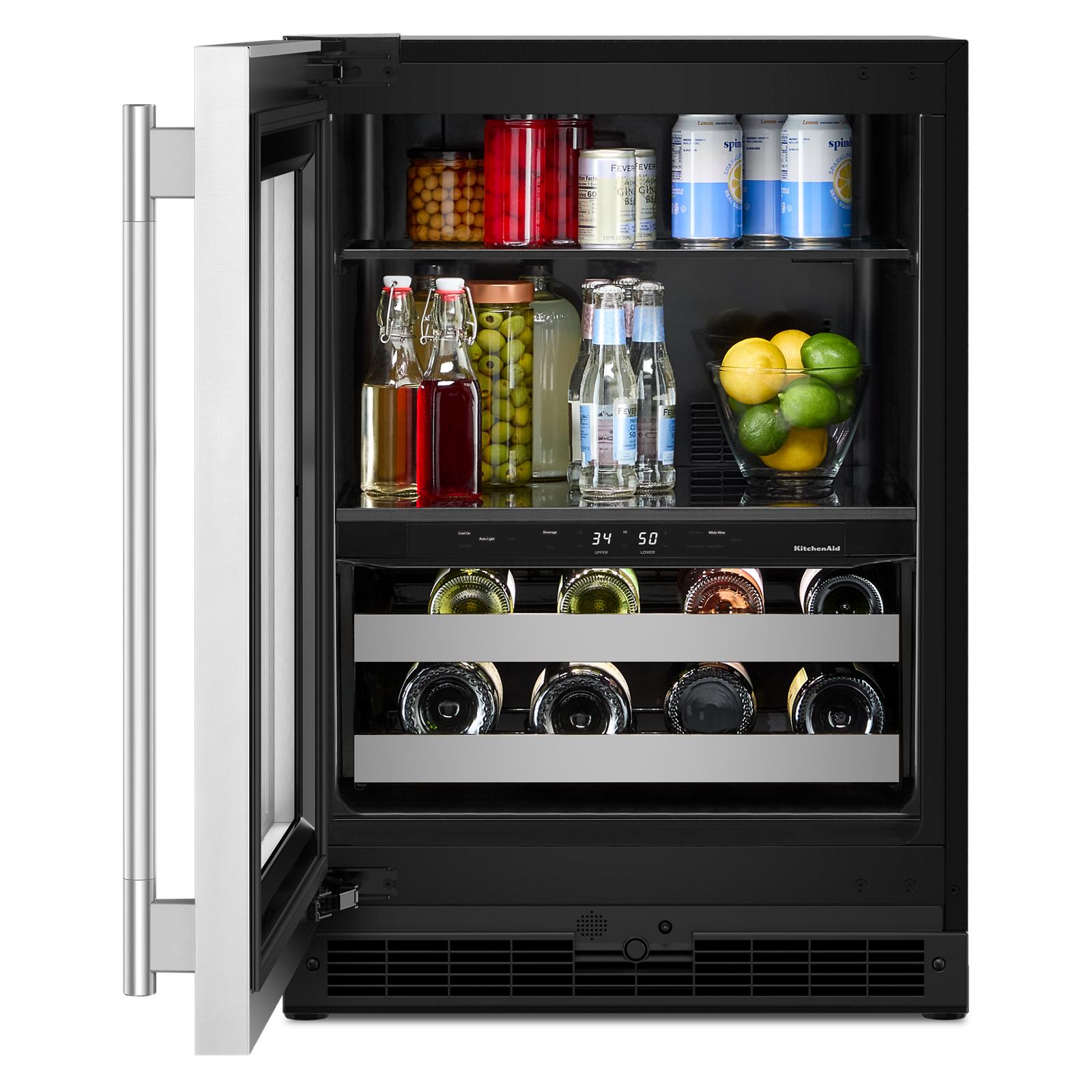 KitchenAid 24" 5.0 Cu. Ft. Black Cabinet with Stainless Steel Doors Undercounter Refrigerator - KUBL524SSB