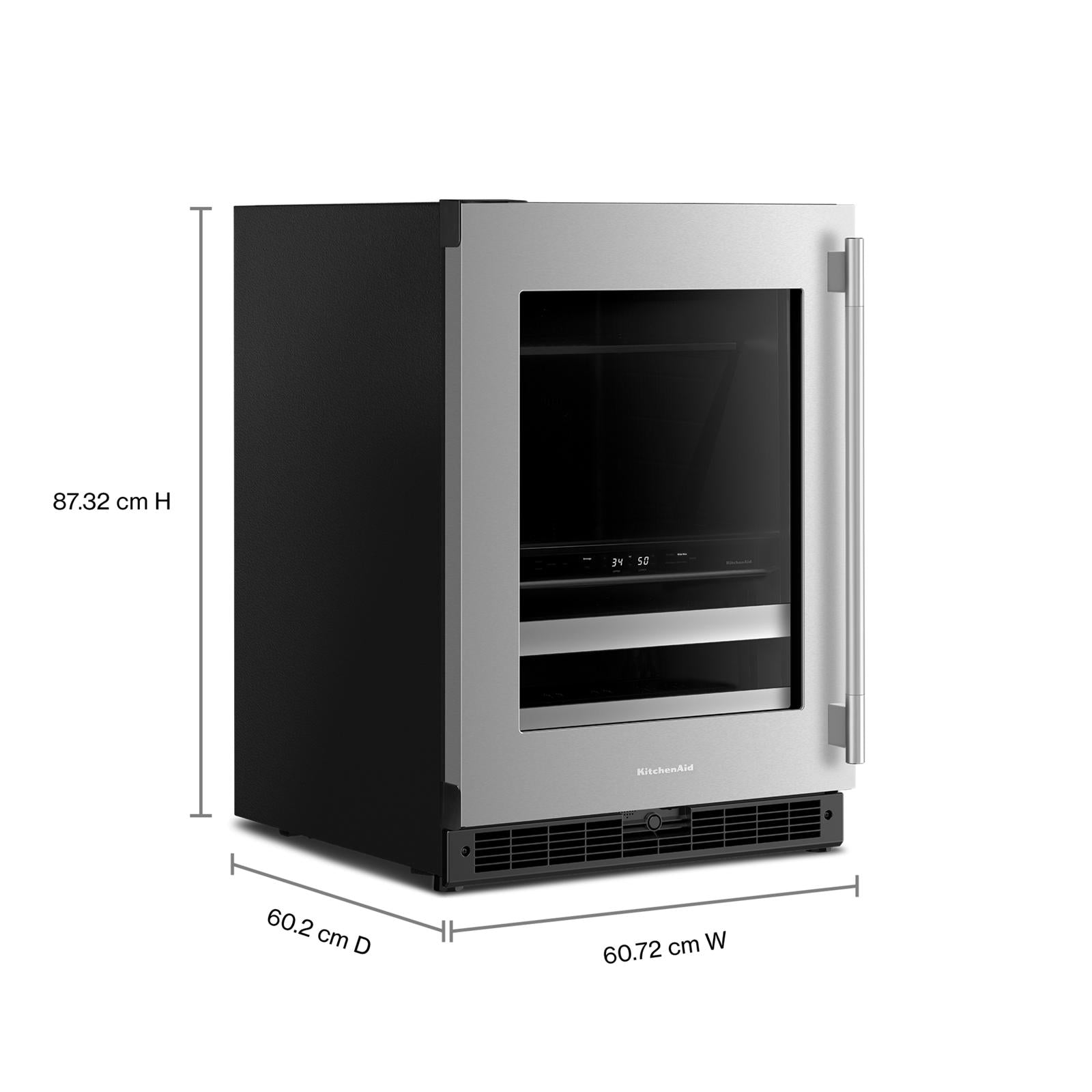 KitchenAid 24" 5.0 Cu. Ft. Black Cabinet with Stainless Steel Doors Undercounter Refrigerator - KUBL524SSB