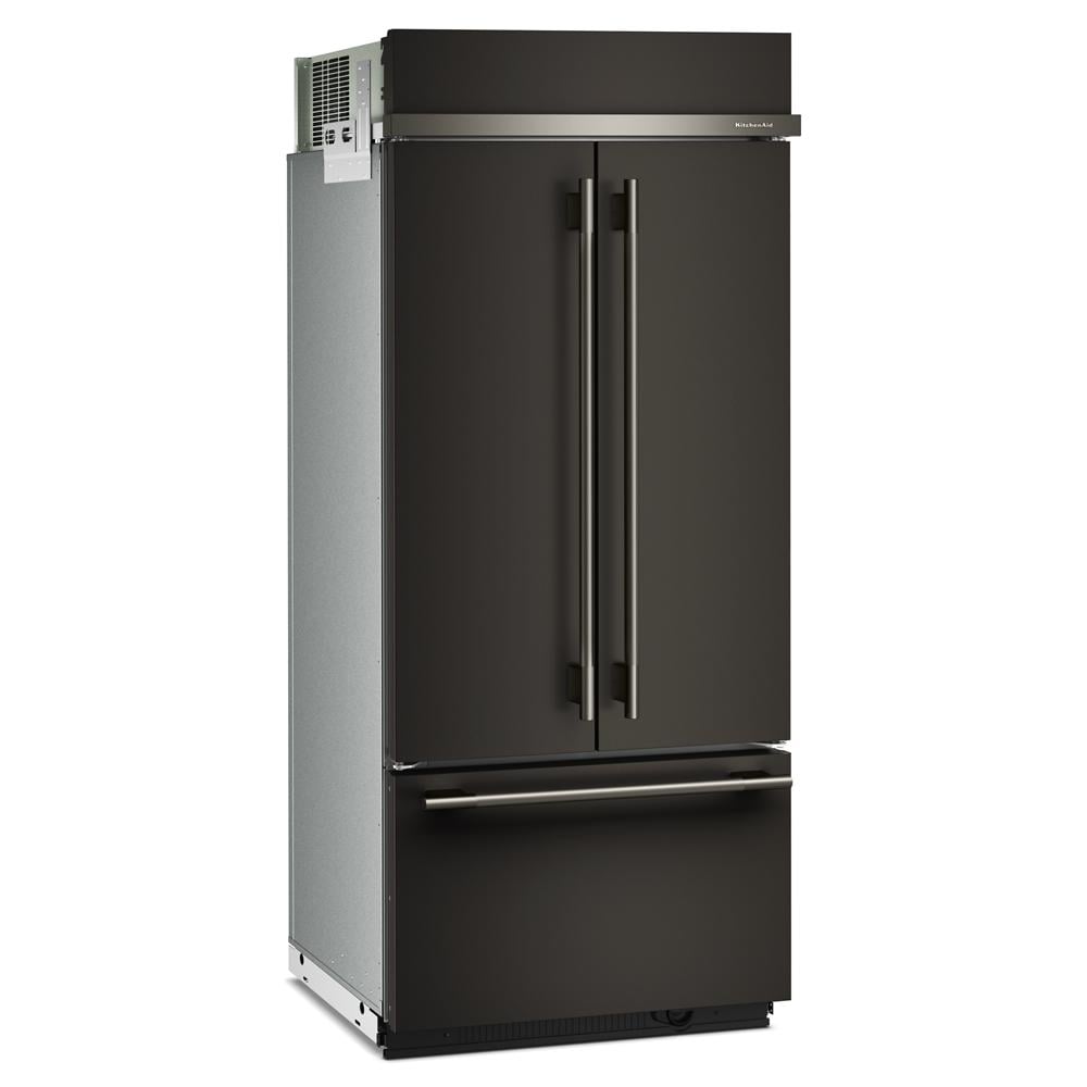 KitchenAid 36" 20.8 Cu. Ft. Black Ore Built-In French Door Refrigerator - KBFN536SBE