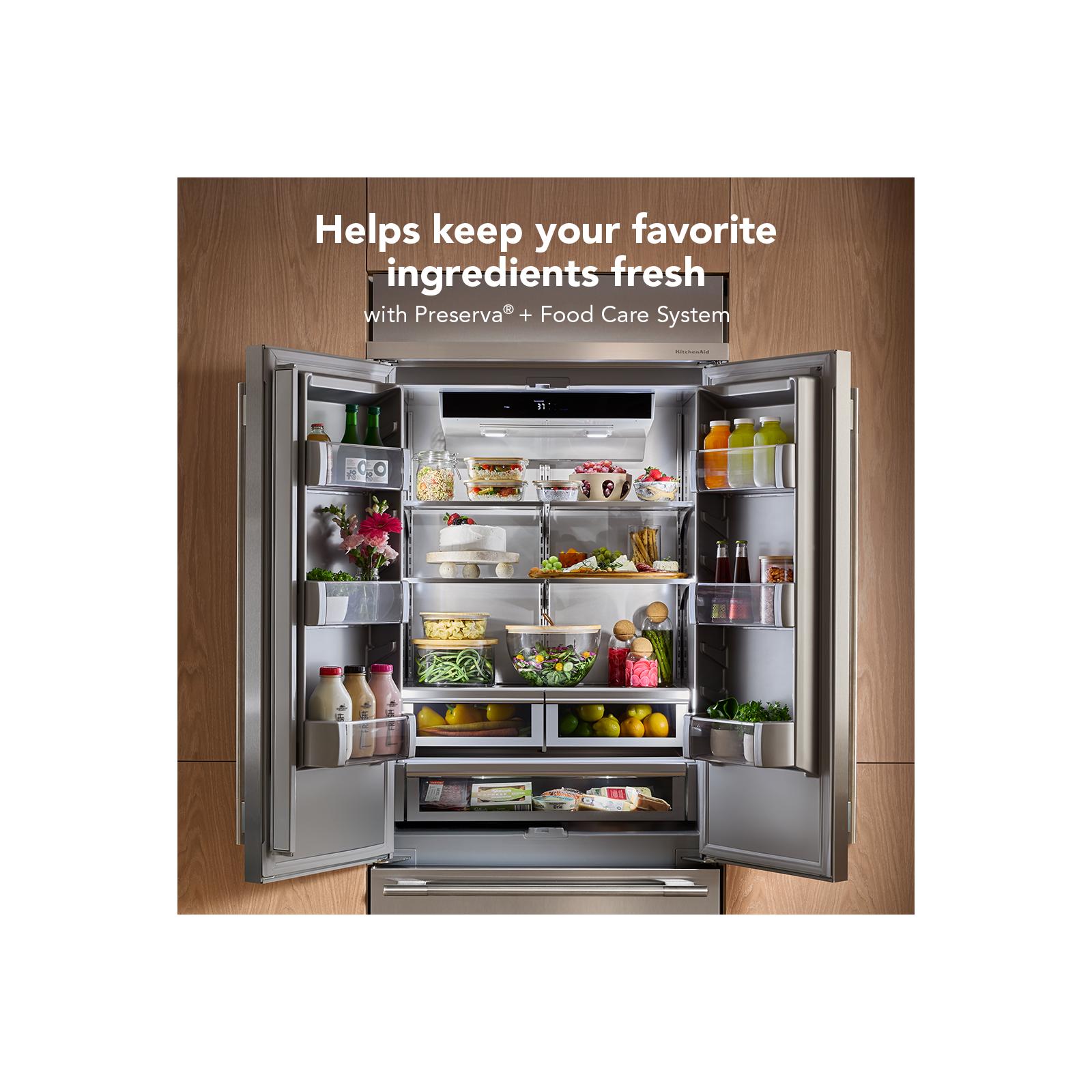 KitchenAid 36" 20.8 Cu. Ft. PrintShield Stainless Steel Built-In French Door Refrigerator - KBFN536SPS