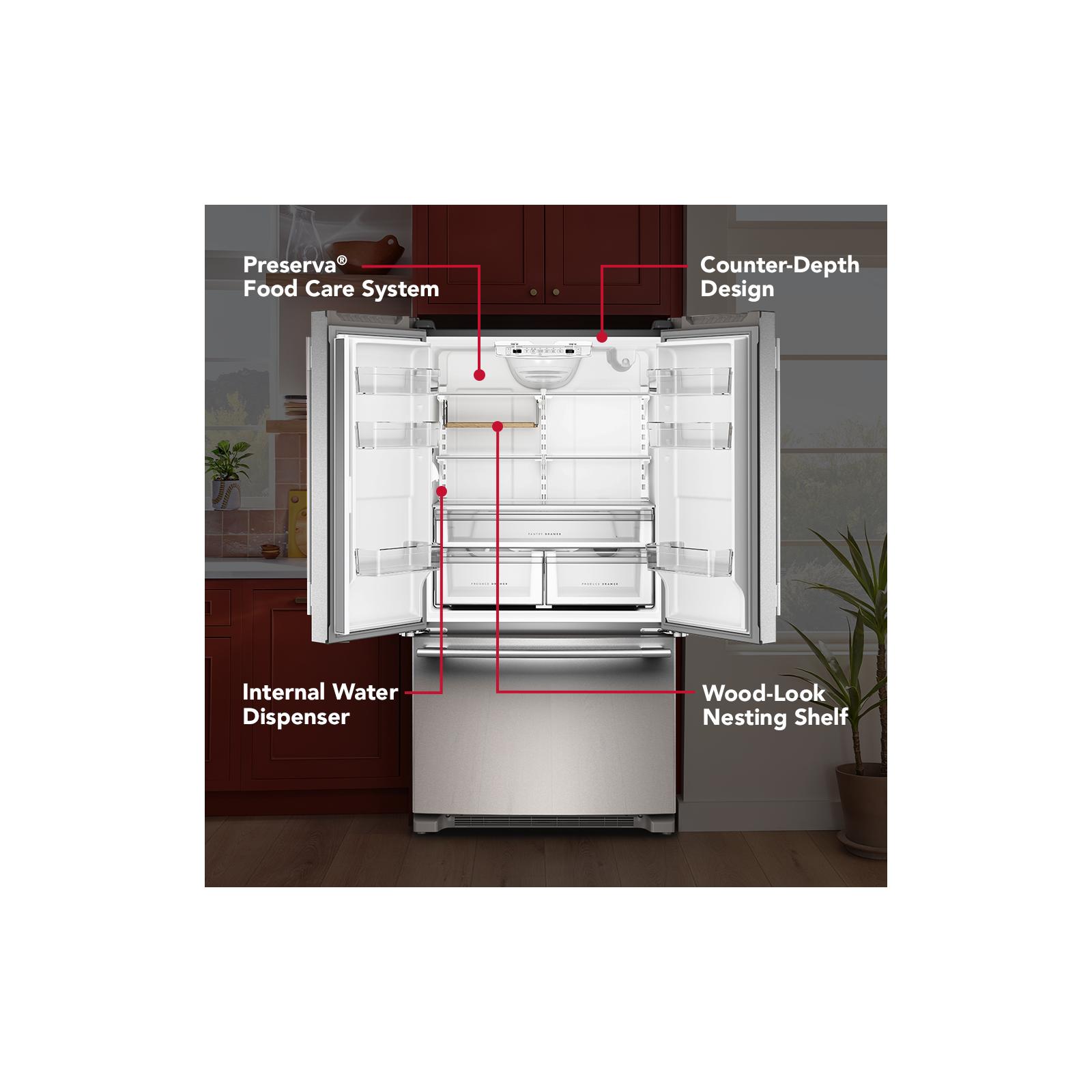 KitchenAid 36" 20.0 Cu. Ft. PrintShield Stainless Steel Counter-Depth French Door Refrigerator - KRFC136SPS