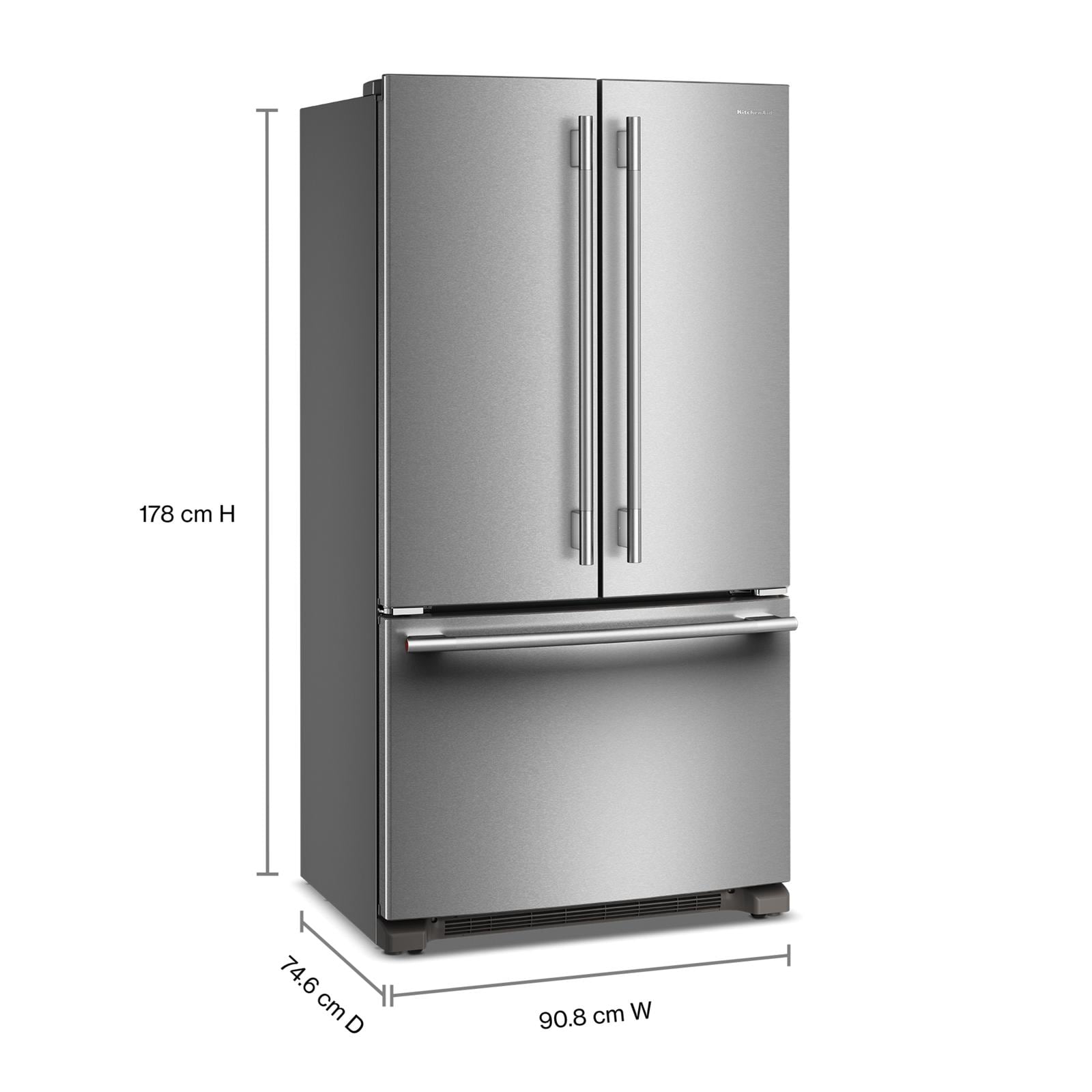 KitchenAid 36" 20.0 Cu. Ft. PrintShield Stainless Steel Counter-Depth French Door Refrigerator - KRFC136SPS