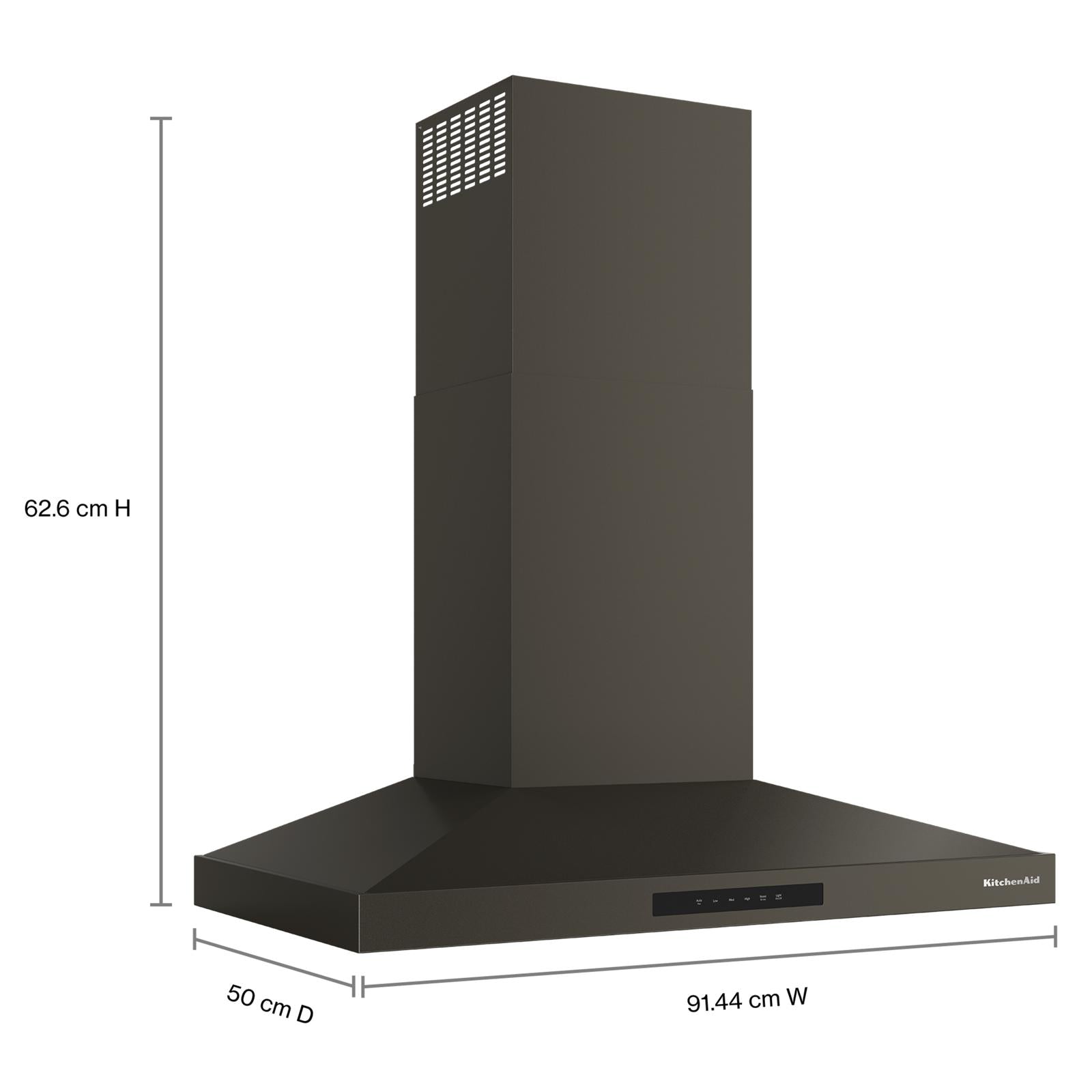 KitchenAid® Black Ore 36" 400 CFM Wall-Mount Canopy Hood - KVWC736SBE