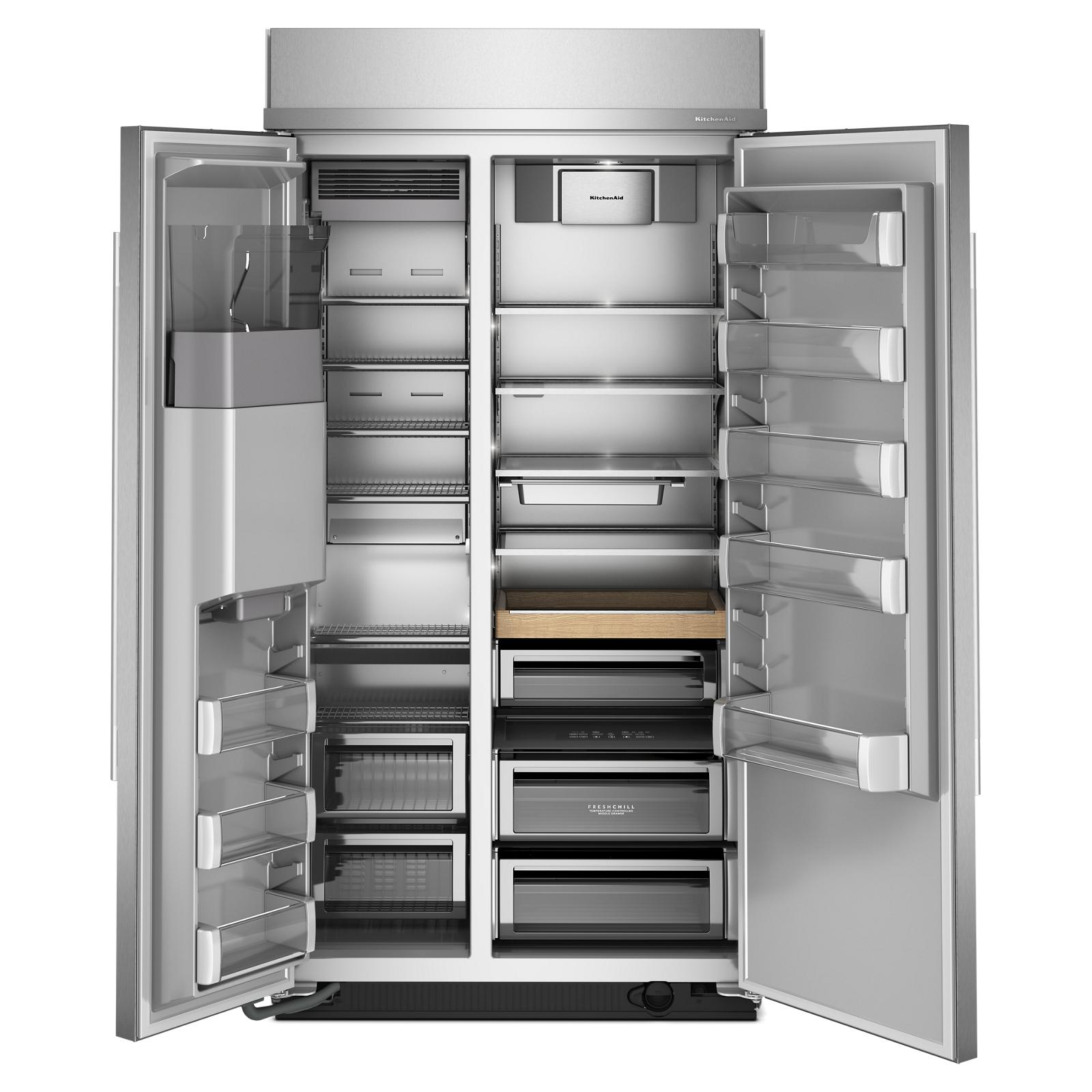KitchenAid 42" 25.0 Cu. Ft. PrintShield Stainless Steel Built-In Side-by-Side Refrigerator - KBSD742SPS