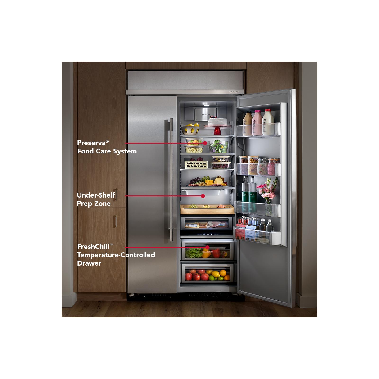 KitchenAid 42" 25.0 Cu. Ft. PrintShield Stainless Steel Built-In Side-by-Side Refrigerator - KBSD742SPS