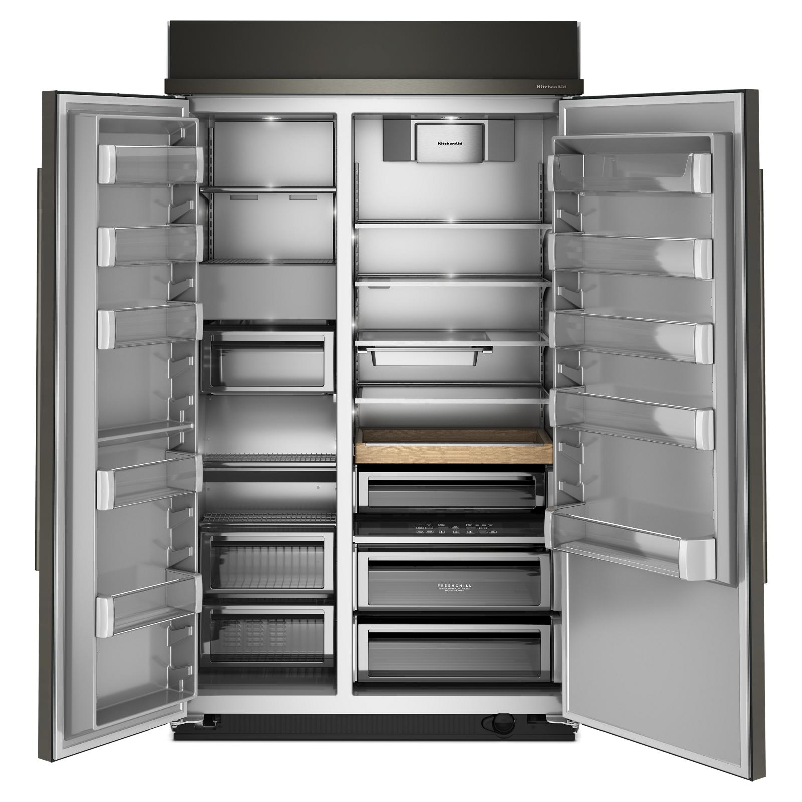 KitchenAid 48" 30.0 Cu. Ft. Black Ore Built-In Side-by-Side Refrigerator - KBSN748SBE