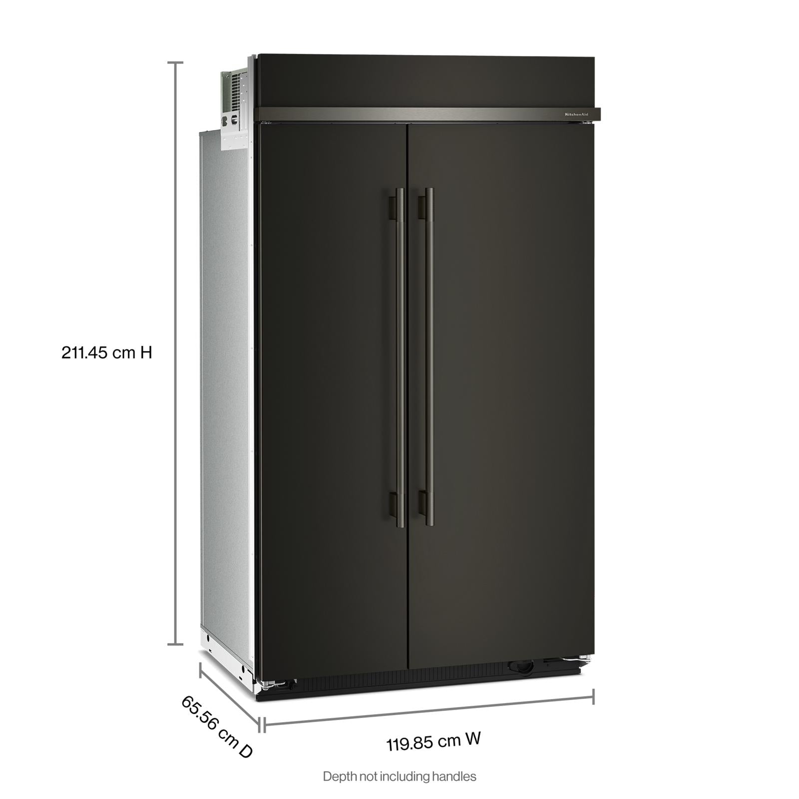 KitchenAid 48" 30.0 Cu. Ft. Black Ore Built-In Side-by-Side Refrigerator - KBSN748SBE